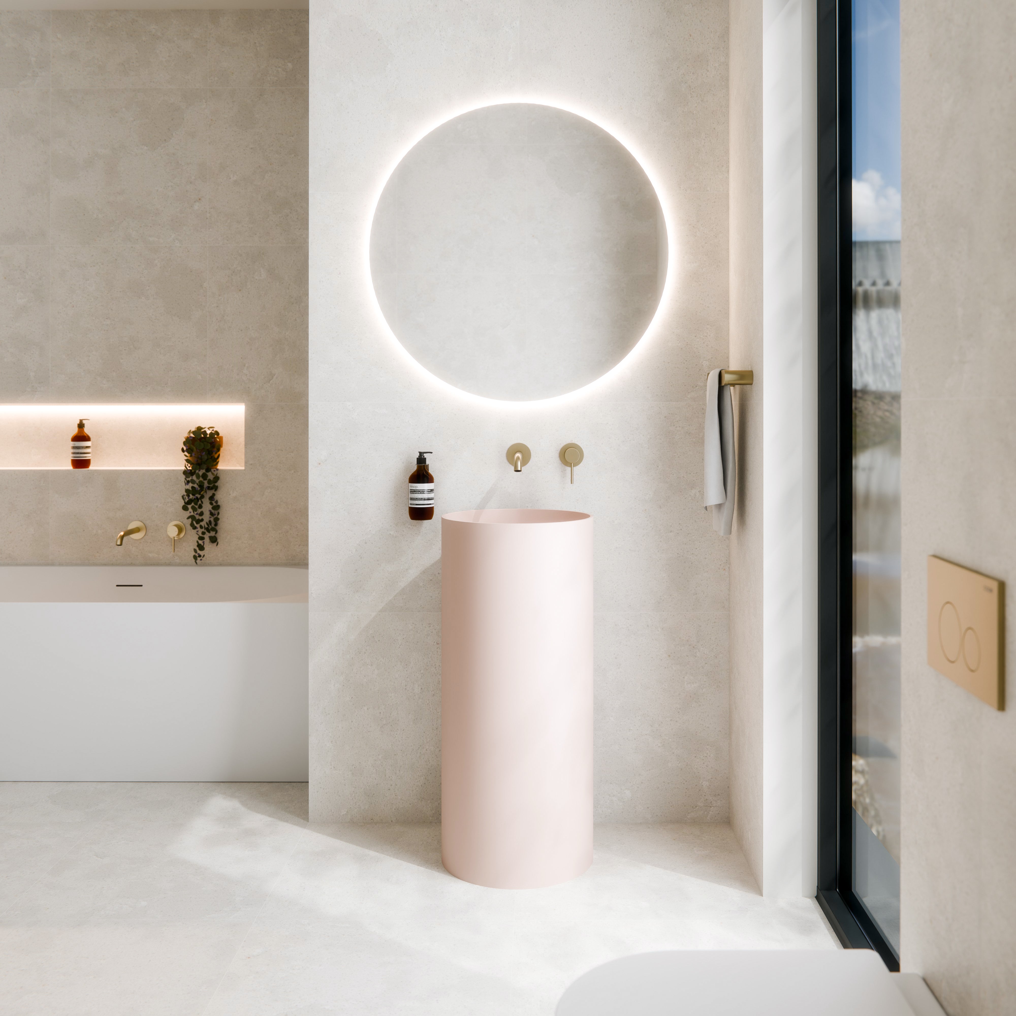 Code Halo Villastone Freestanding Round Basin