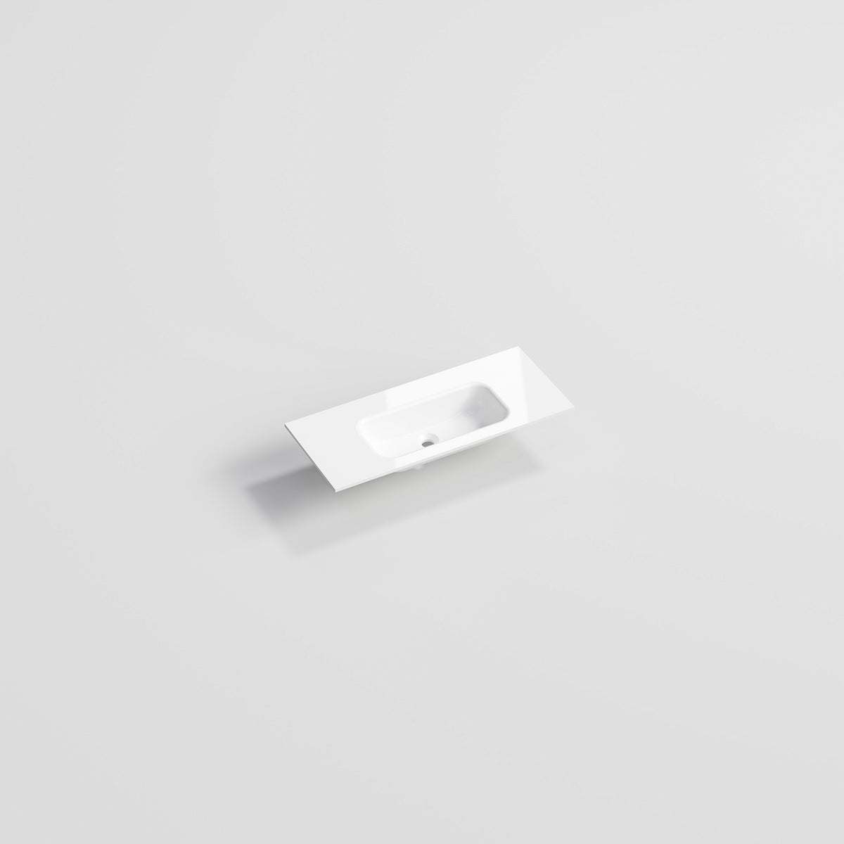 Navarra Slim 900 single bowl vanity top side profile in gloss white