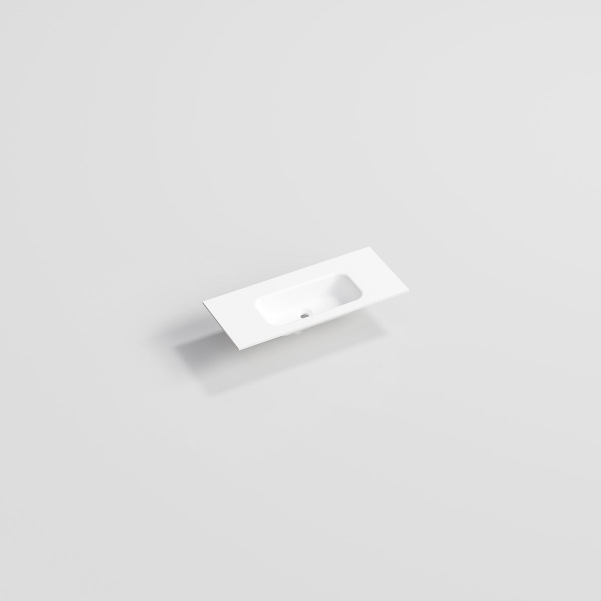 Navarra Slim 900 single bowl vanity top side profile in matte white