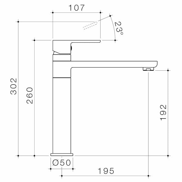 Caroma Luna Sink Mixer line drawing