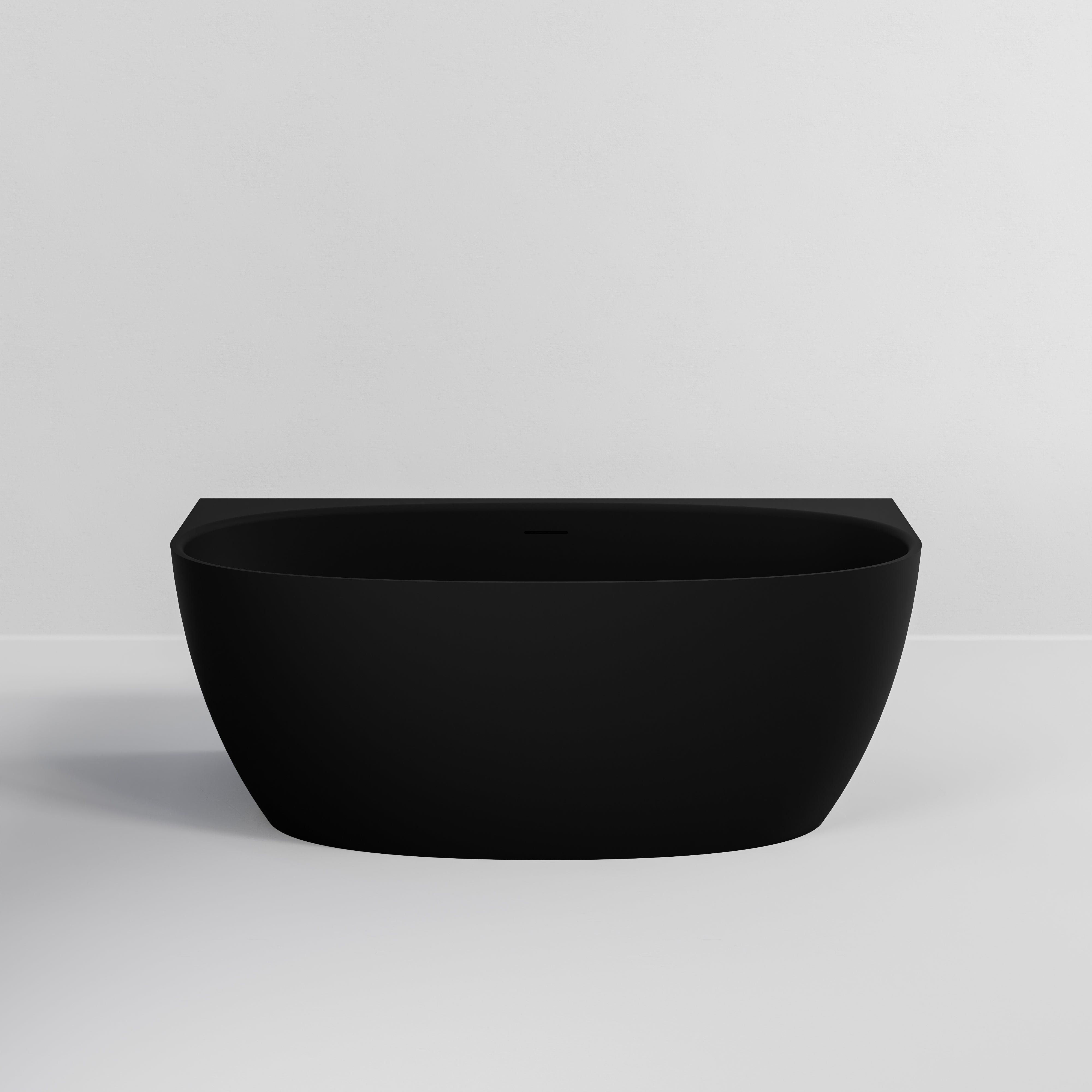 Cervo-back-to-wall-matte-black-1600-acrylic-bath-front-view