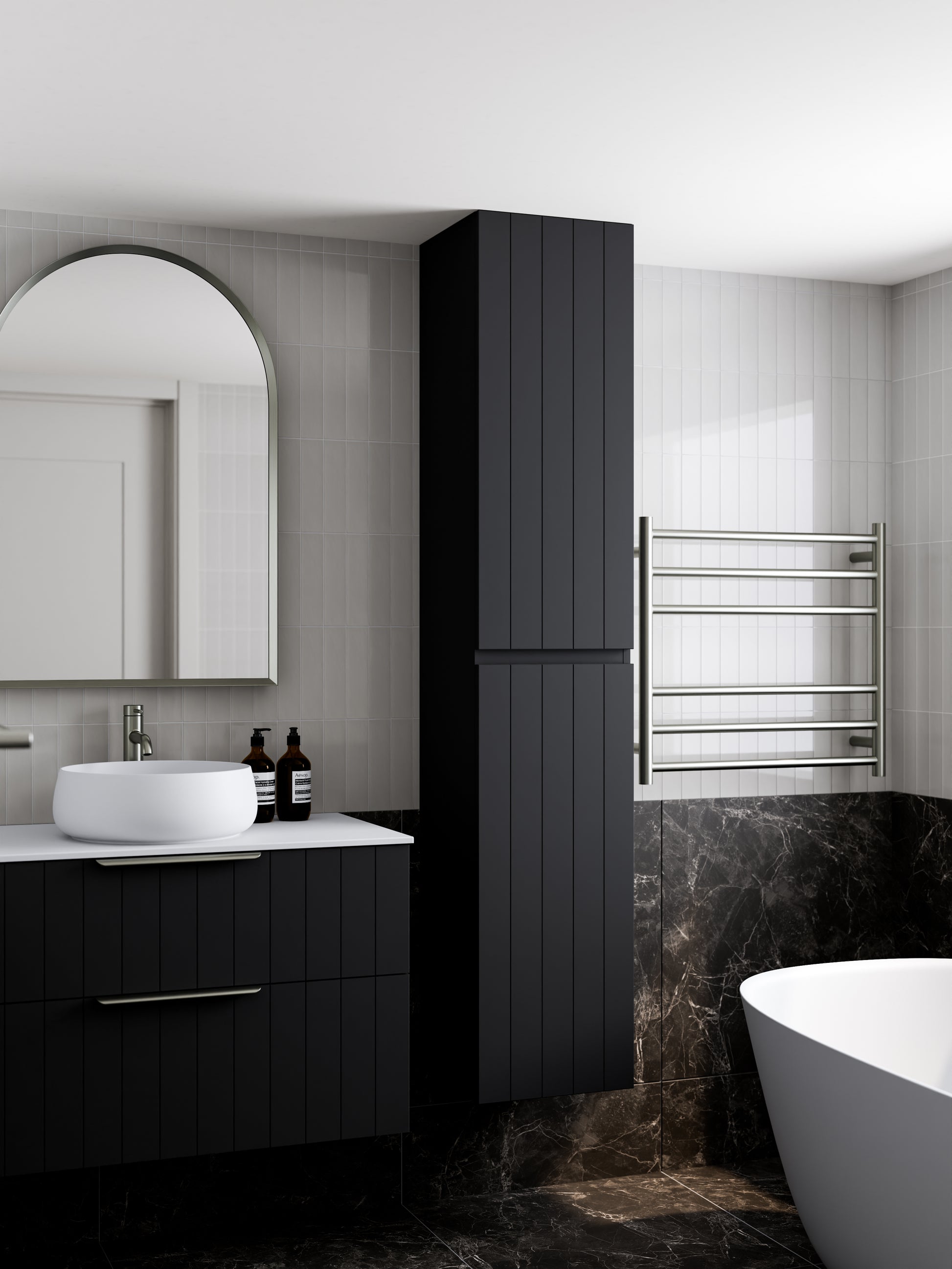 lineare-coastal-tower-cabinet-matte-black