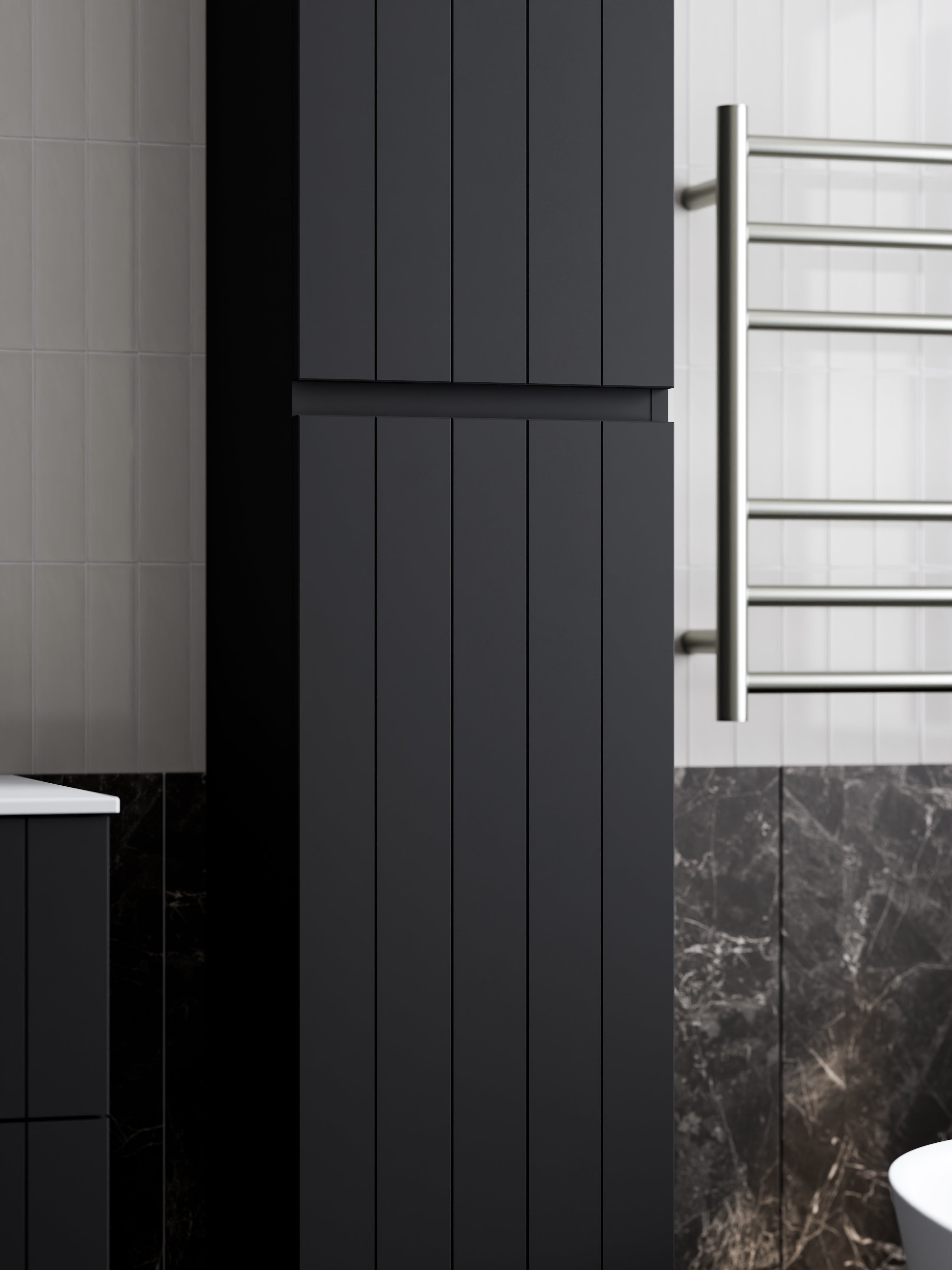 lineare-coastal-tower-cabinet-matte-black-close-up