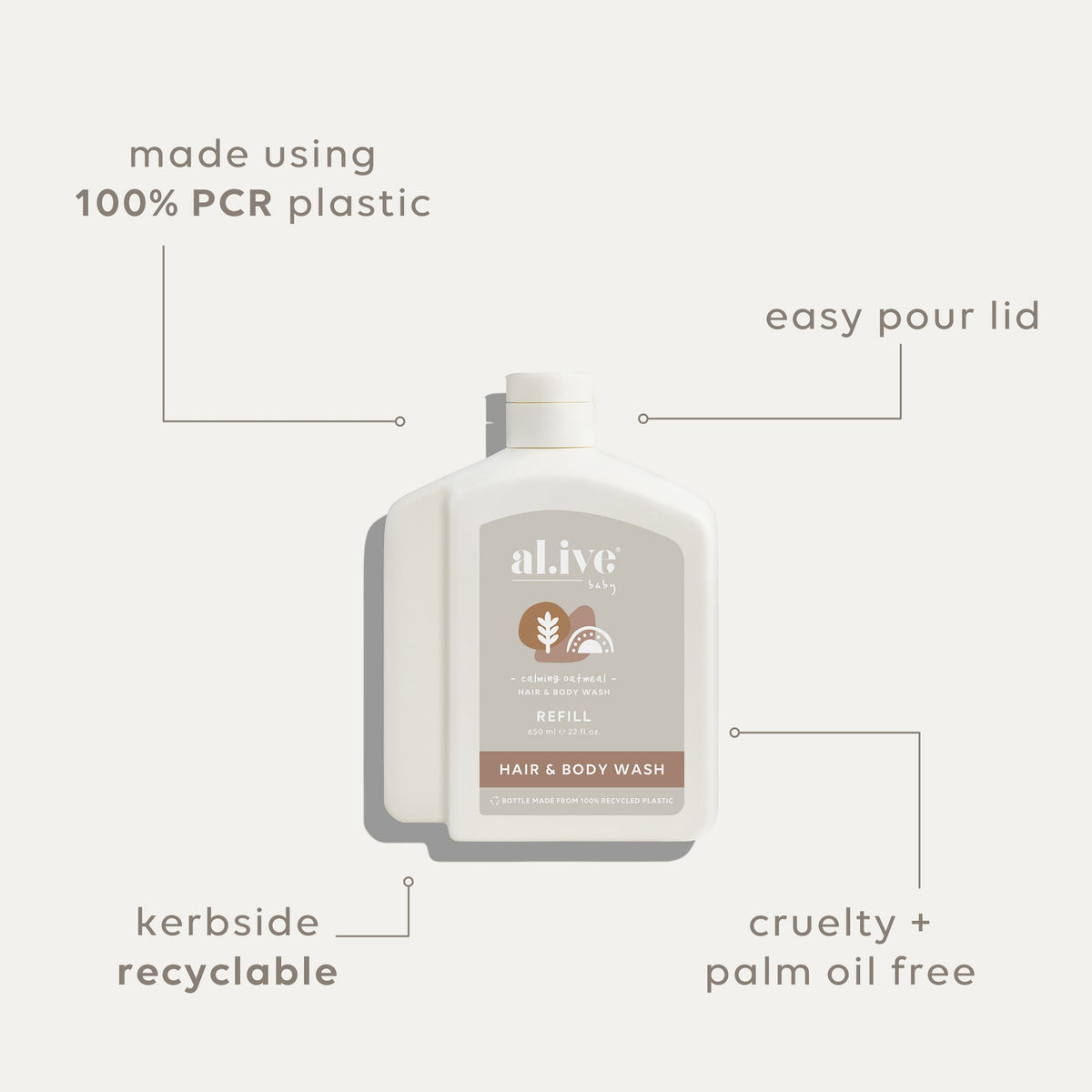 650ml Baby Wash Refill - Calming Oatmeal