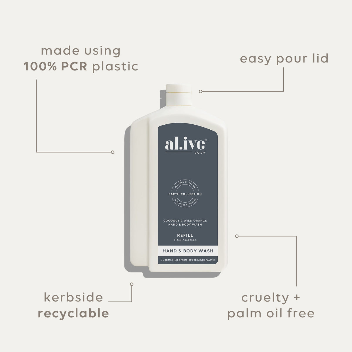al.ive body Hand & Body Wash Refill Coconut & Wild Orange - lifestyle shot