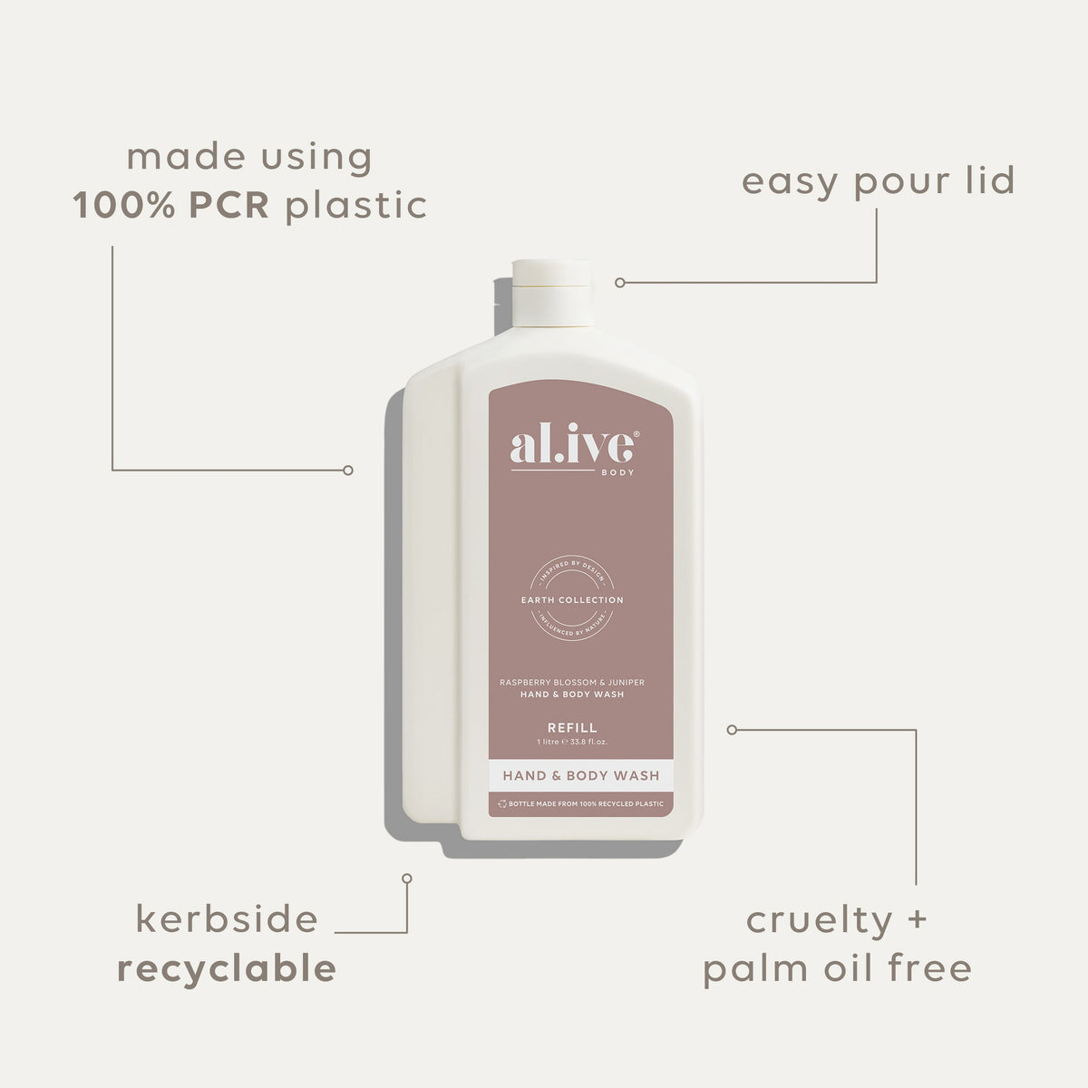 al.ive body Hand & Body Wash Refill Raspberry Blossom & Juniper - lifestyle shot