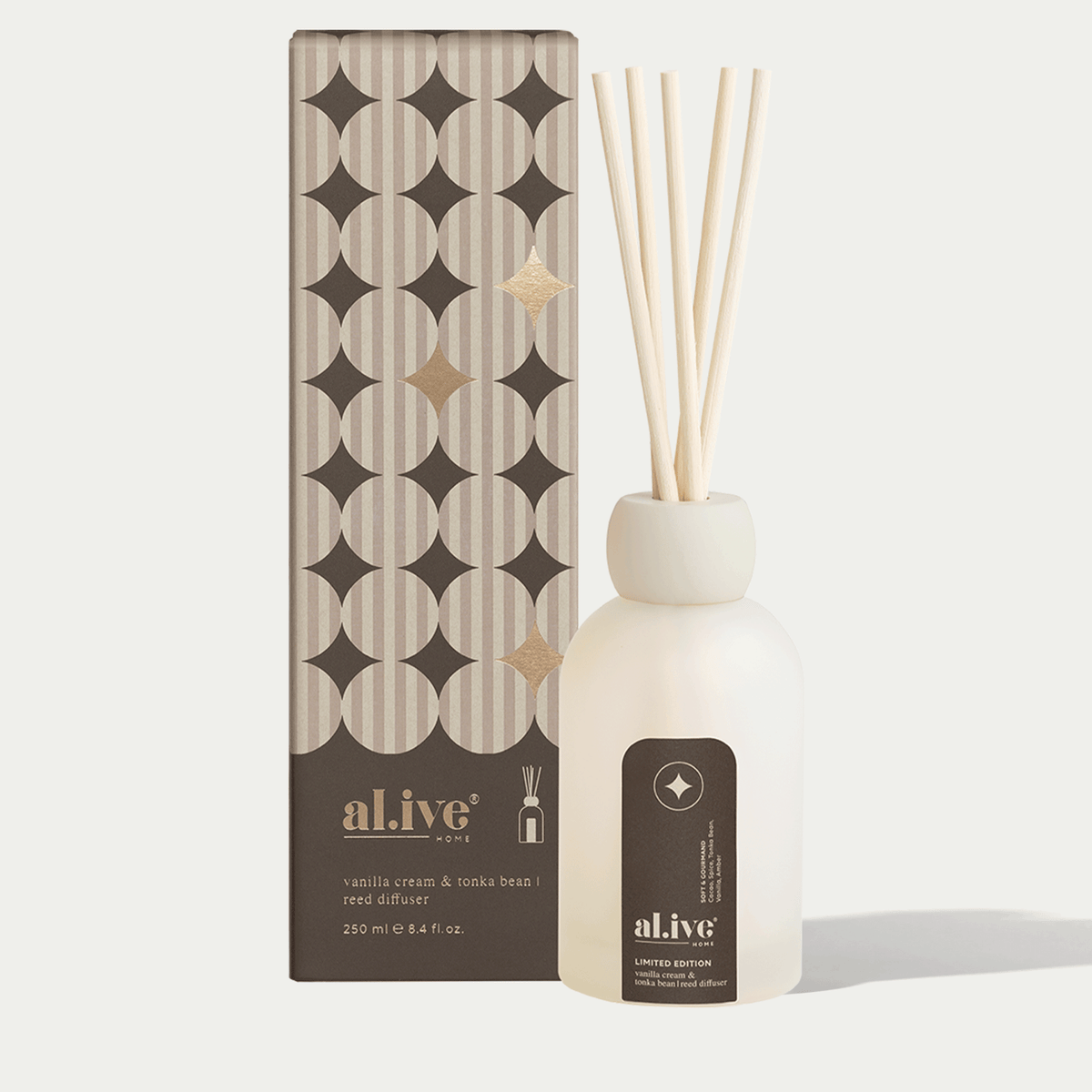 Al.ive Reed Diffuser - Vanilla Cream & Tonka Bean (250ml)