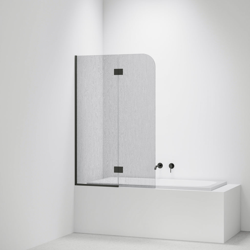Allure-Patterned-Bath-Glass-Panel-Drop-In-Bath-With-Gunmetal-Pvd-Channel-And-Hinges