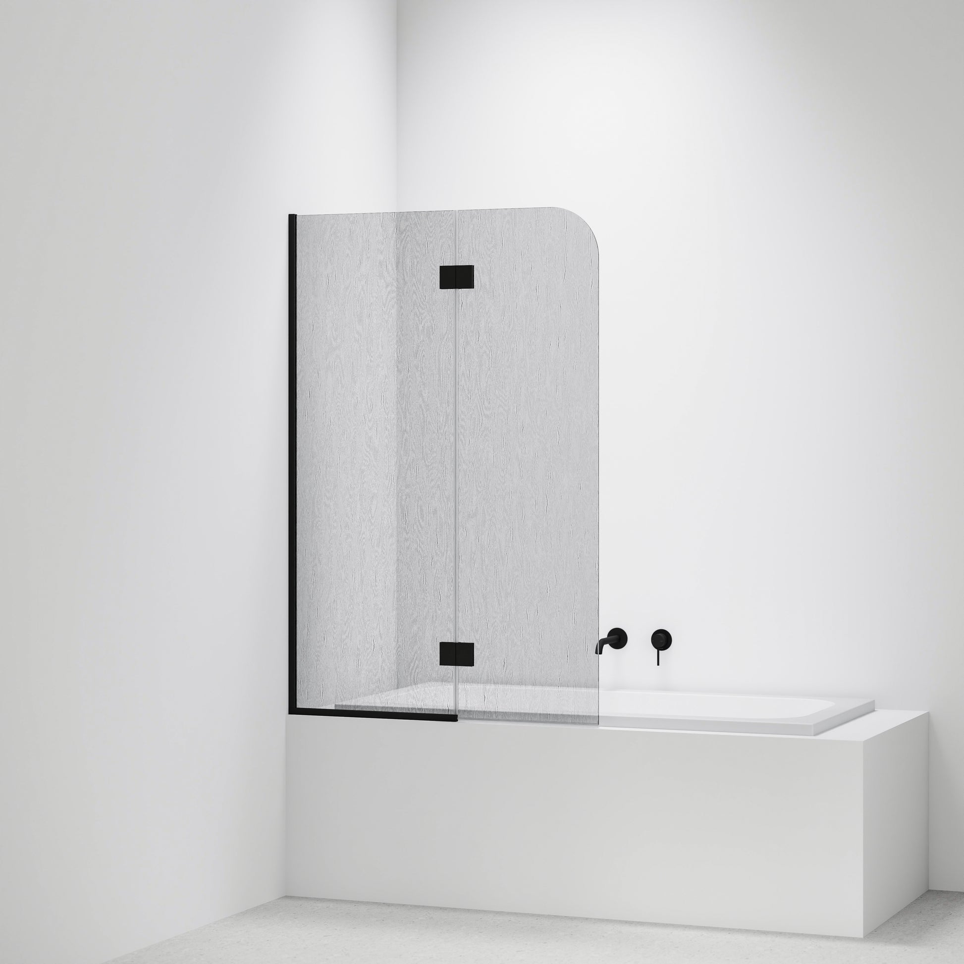 Allure-Patterned-Bath-Glass-Panel-Drop-In-Bath-With-Matte-Black-Pvd-Channel-And-Hinges