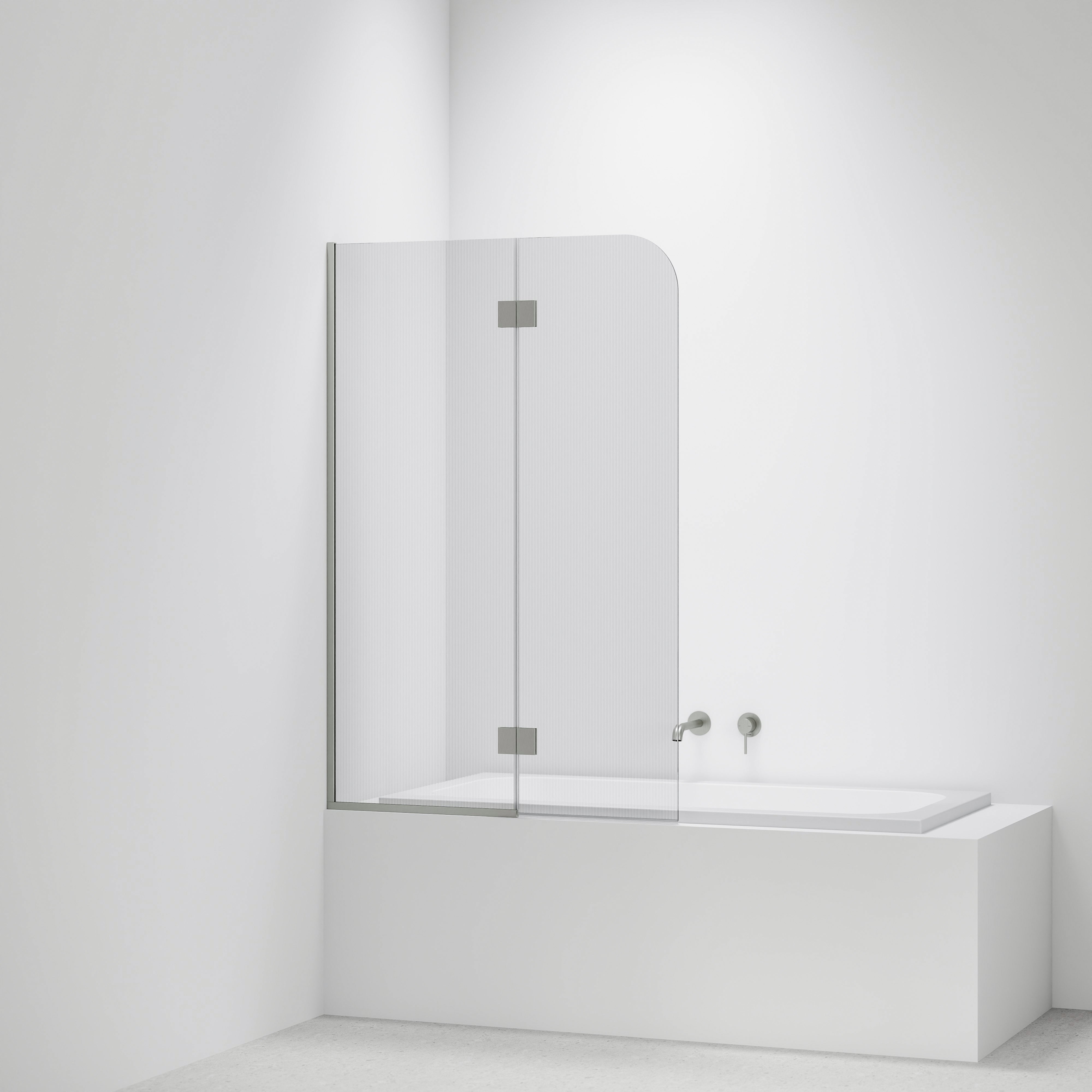 Pillar-Fluted-Bath-Glass-Panel-Drop-In-Bath-With-Brushed-Nickel-Pvd-Channel-And-Hinges