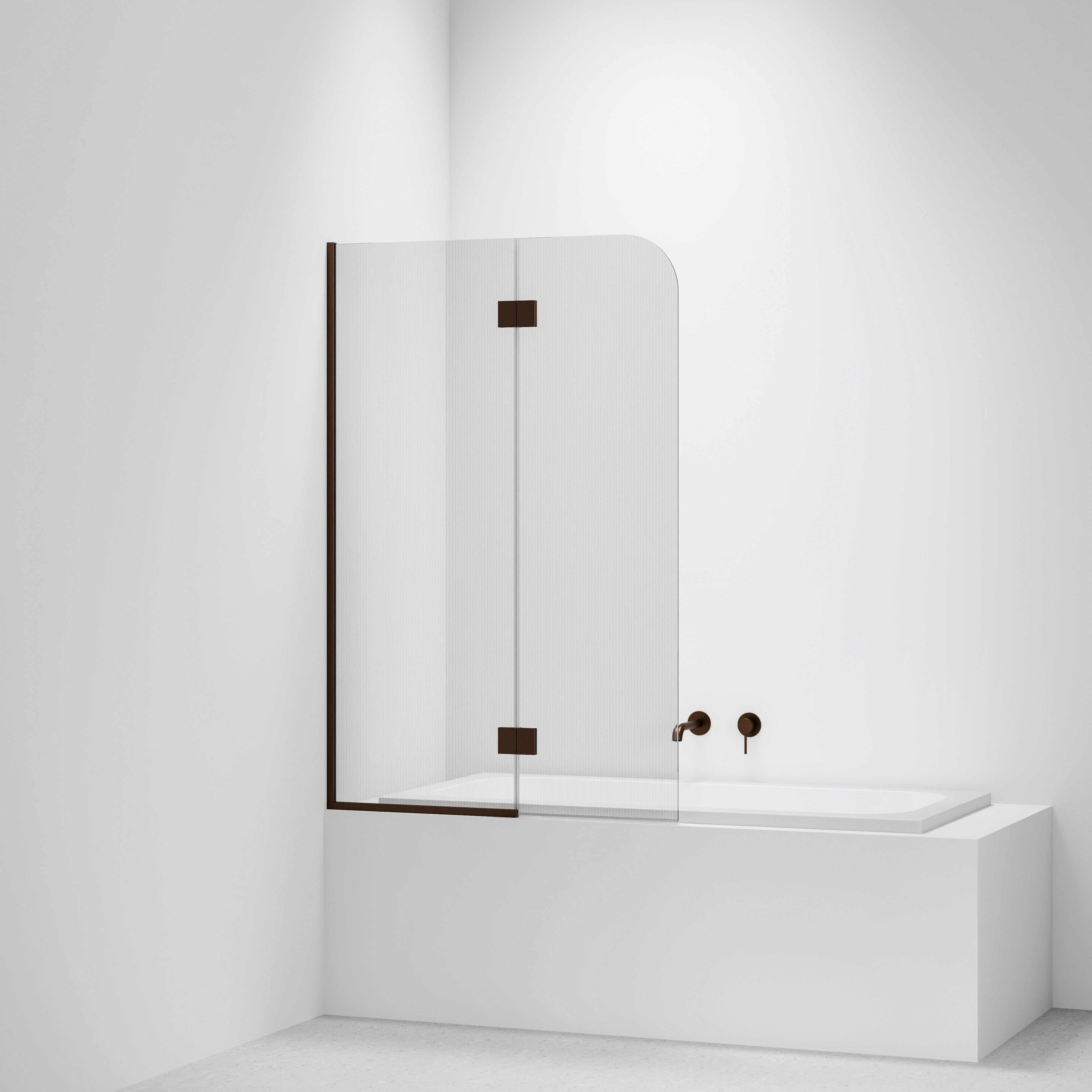 Pillar-Fluted-Bath-Glass-Panel-Drop-In-Bath-With-Brushed-Bronze-Pvd-Channel-And-Hinges