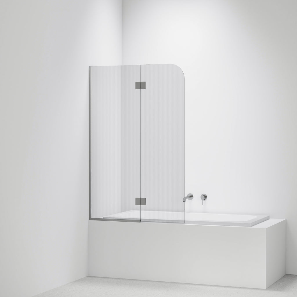 Pillar-Fluted-Bath-Glass-Panel-Drop-In-Bath-With-Chrome-Pvd-Channel-And-Hinges
