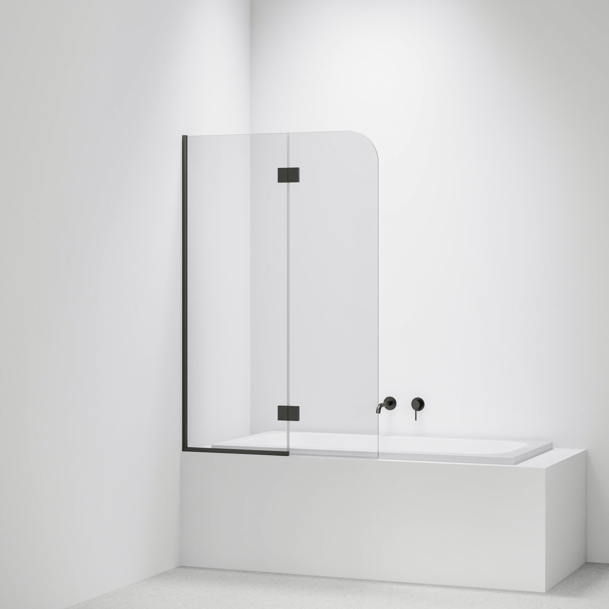 Super-Clear-Bath-Glass-Panel-Drop-In-Bath-With-Gunmetal-Pvd-Channel-And-Hinges