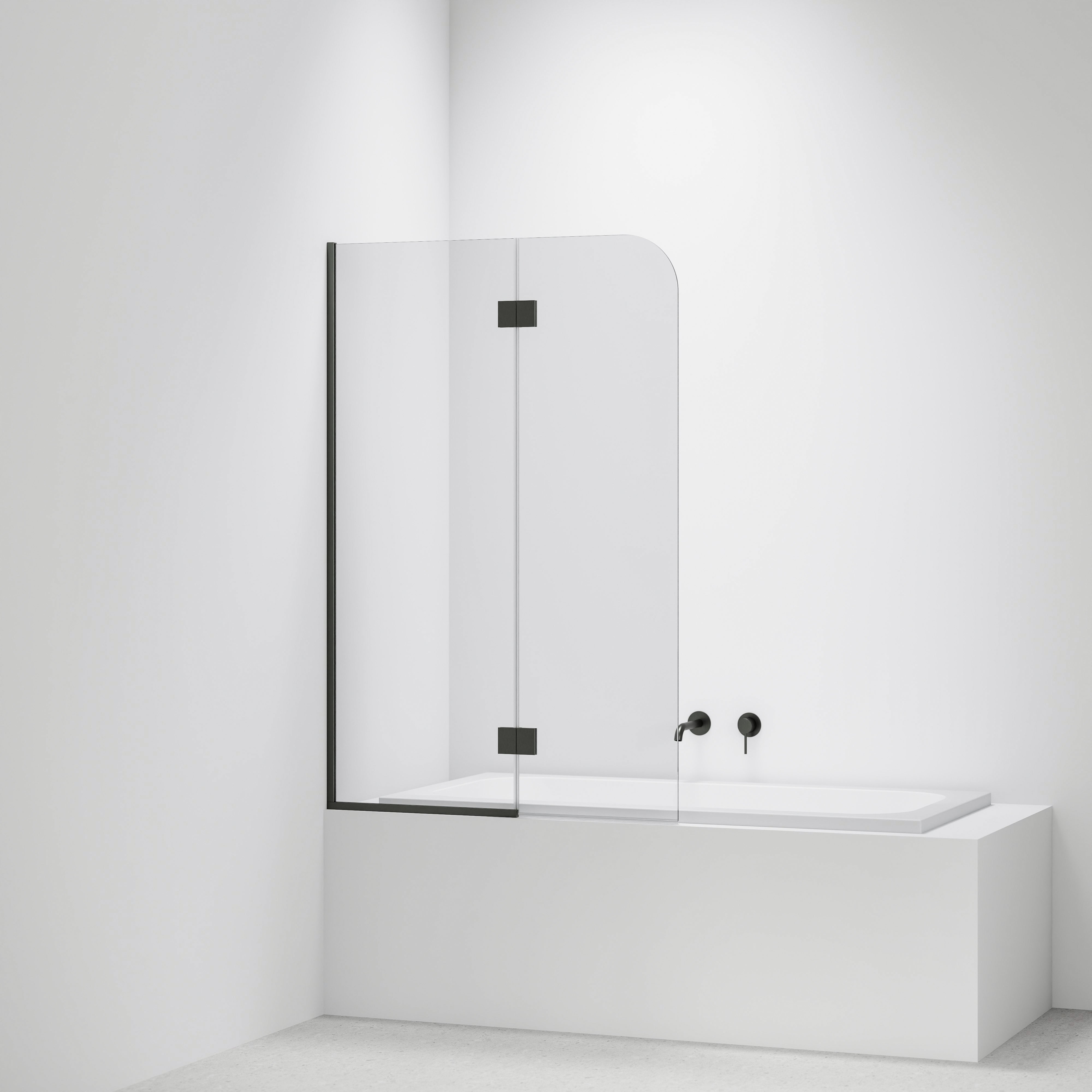 Super-Clear-Bath-Glass-Panel-Drop-In-Bath-With-Gunmetal-Pvd-Channel-And-Hinges