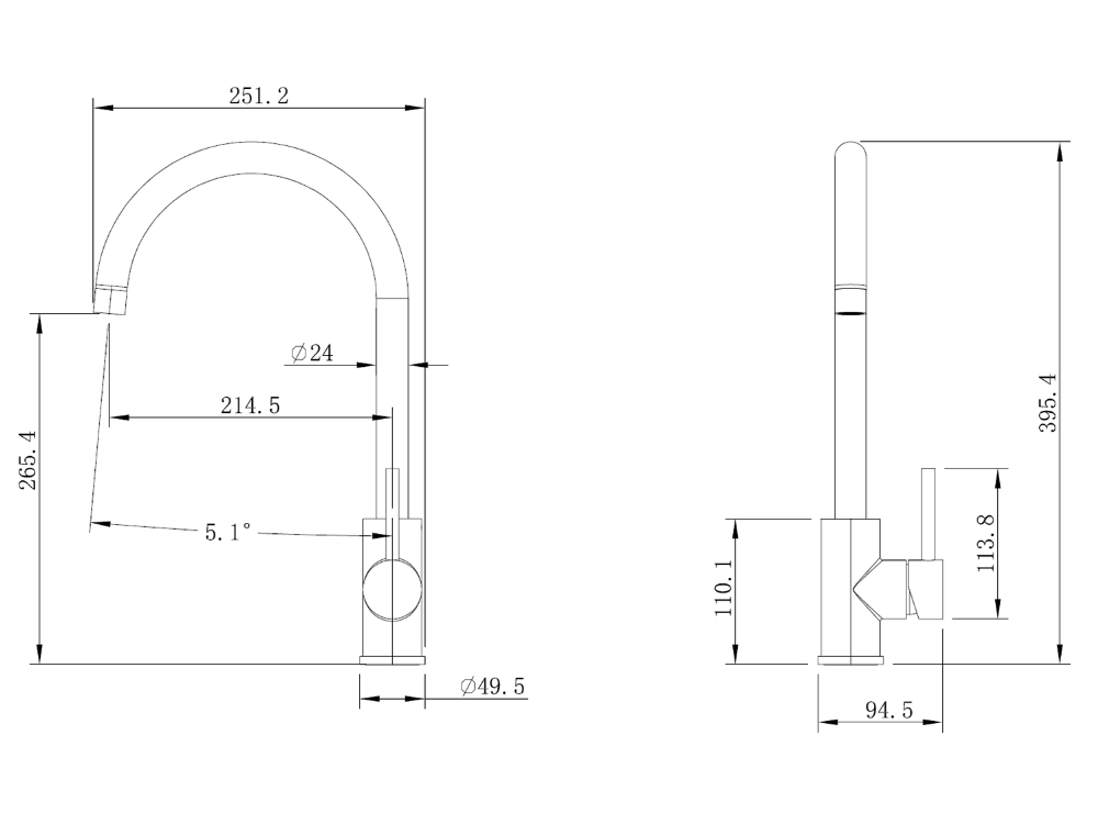 Waterware Pioneer Swivel Spout Kitchen Mixer