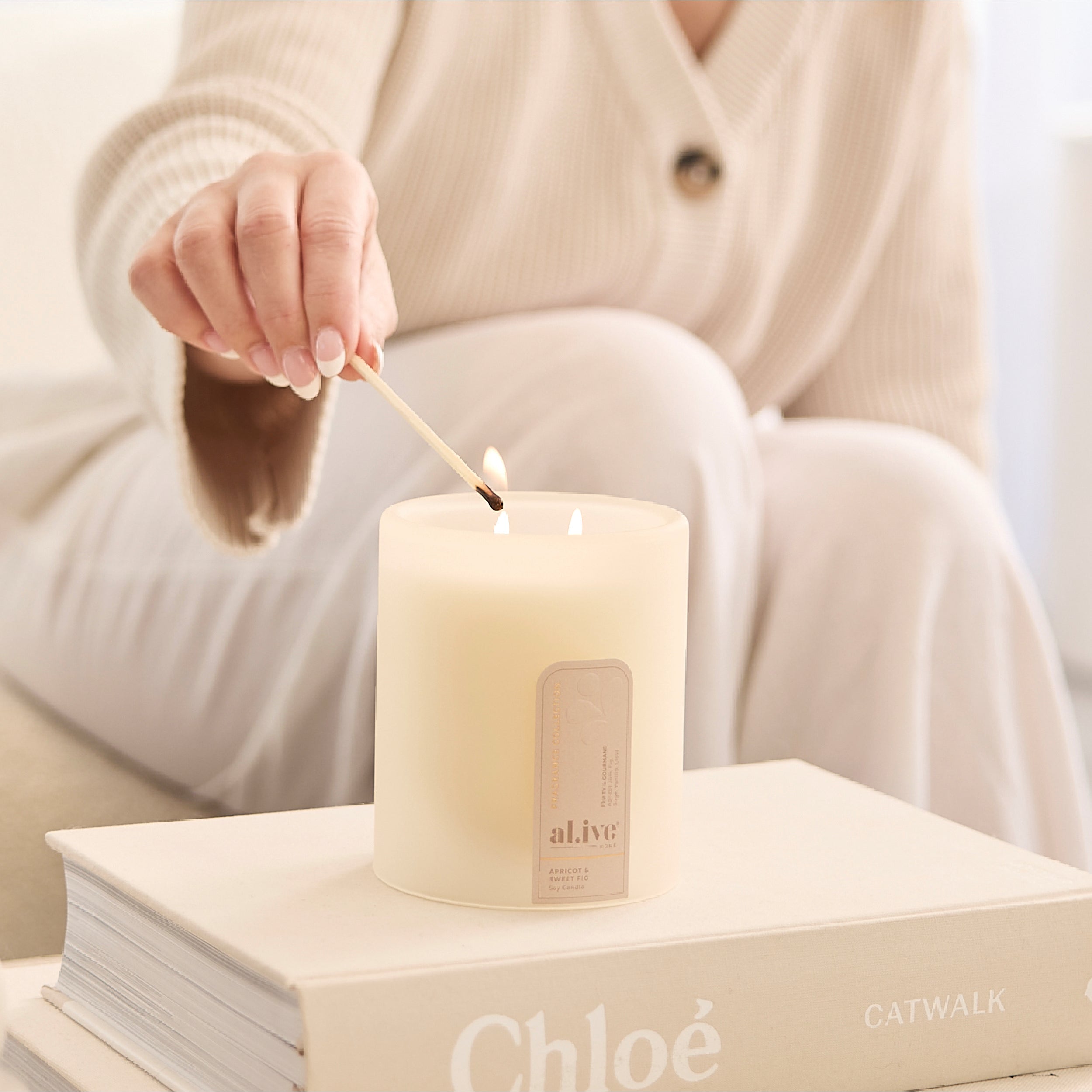 Al.ive Body Soy Candle — Apricot & Sweet Fig styled