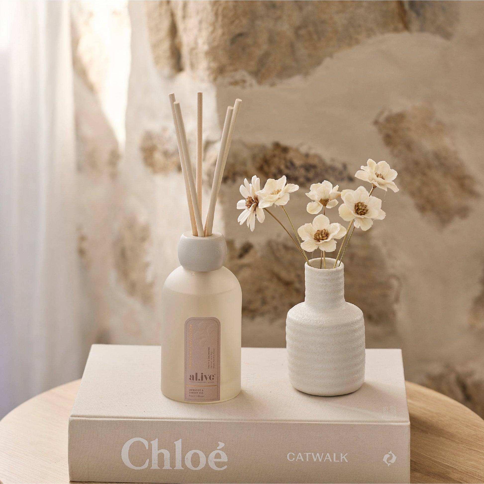 Al.ive Body Reed Diffuser — Apricot & Sweet Fig styled
