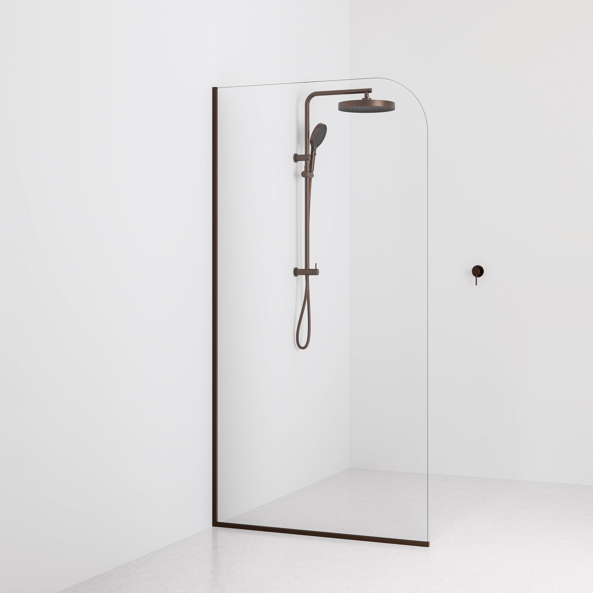 Code-Interiors-Clear-Shower-Glass-Panel-1050-MM-With-Brushed-Bronze-Channel