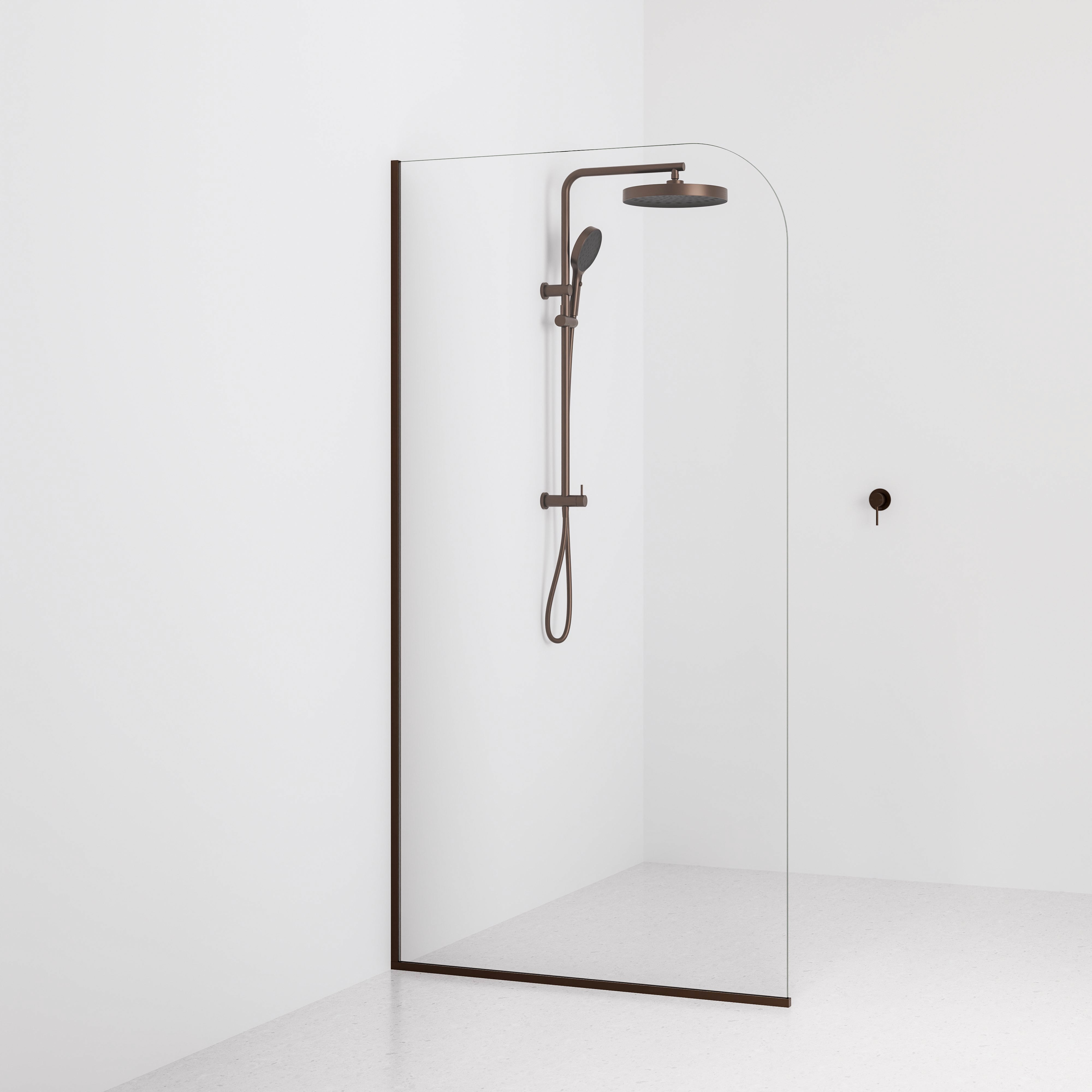 Code-Interiors-Clear-Shower-Glass-Panel-1050-MM-With-Brushed-Bronze-Channel