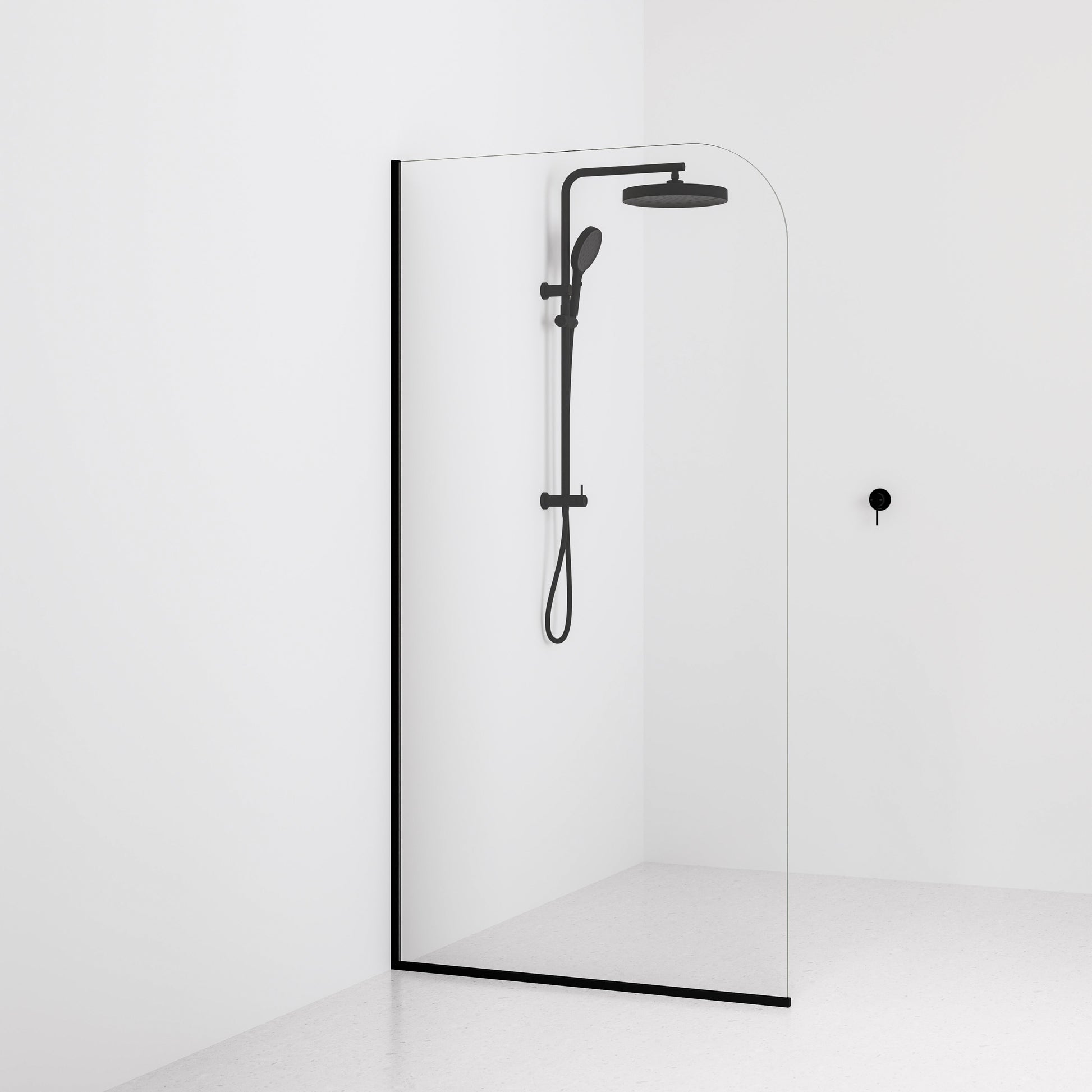 Code-Interiors-Clear-Shower-Glass-Panel-1050-MM-With-Matte-Black-Channel