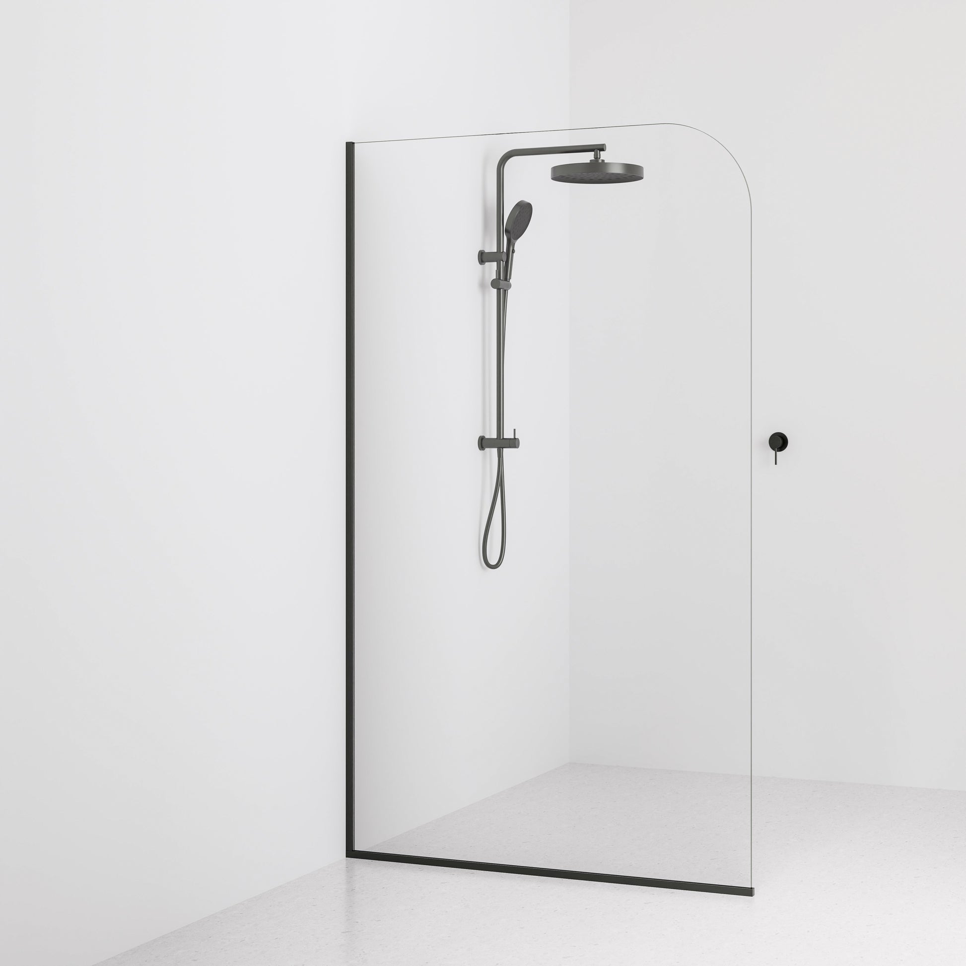Code-Interiors-Clear-Shower-Glass-Panel-1200-MM-With-Gunmetal-Channel