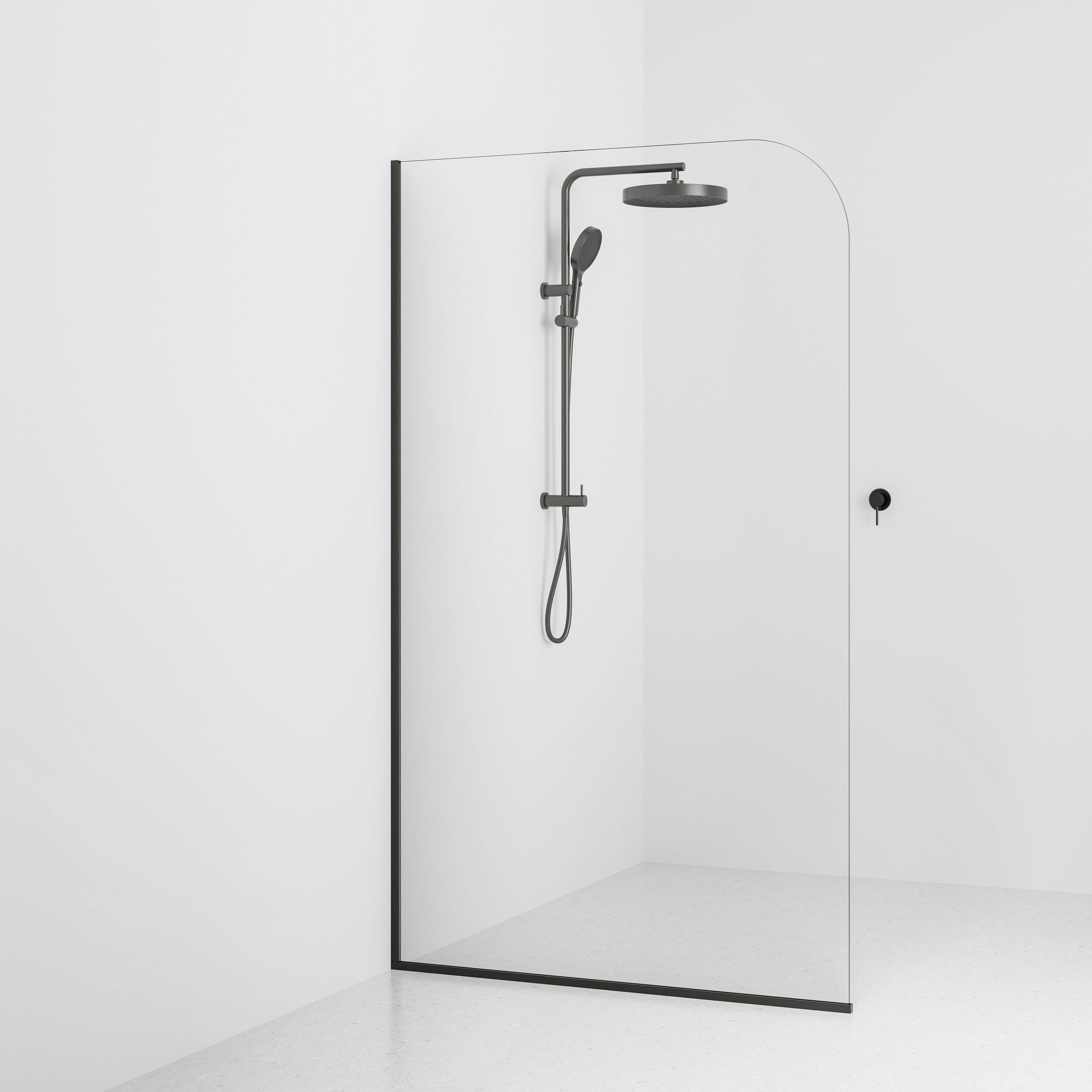 Code-Interiors-Clear-Shower-Glass-Panel-1200-MM-With-Gunmetal-Channel