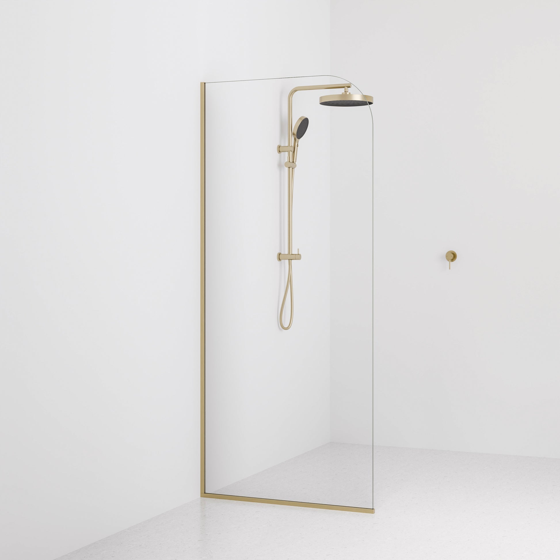 Code-Interiors-Clear-Shower-Glass-Panel-900-MM-With-Brushed-Brass-Channel