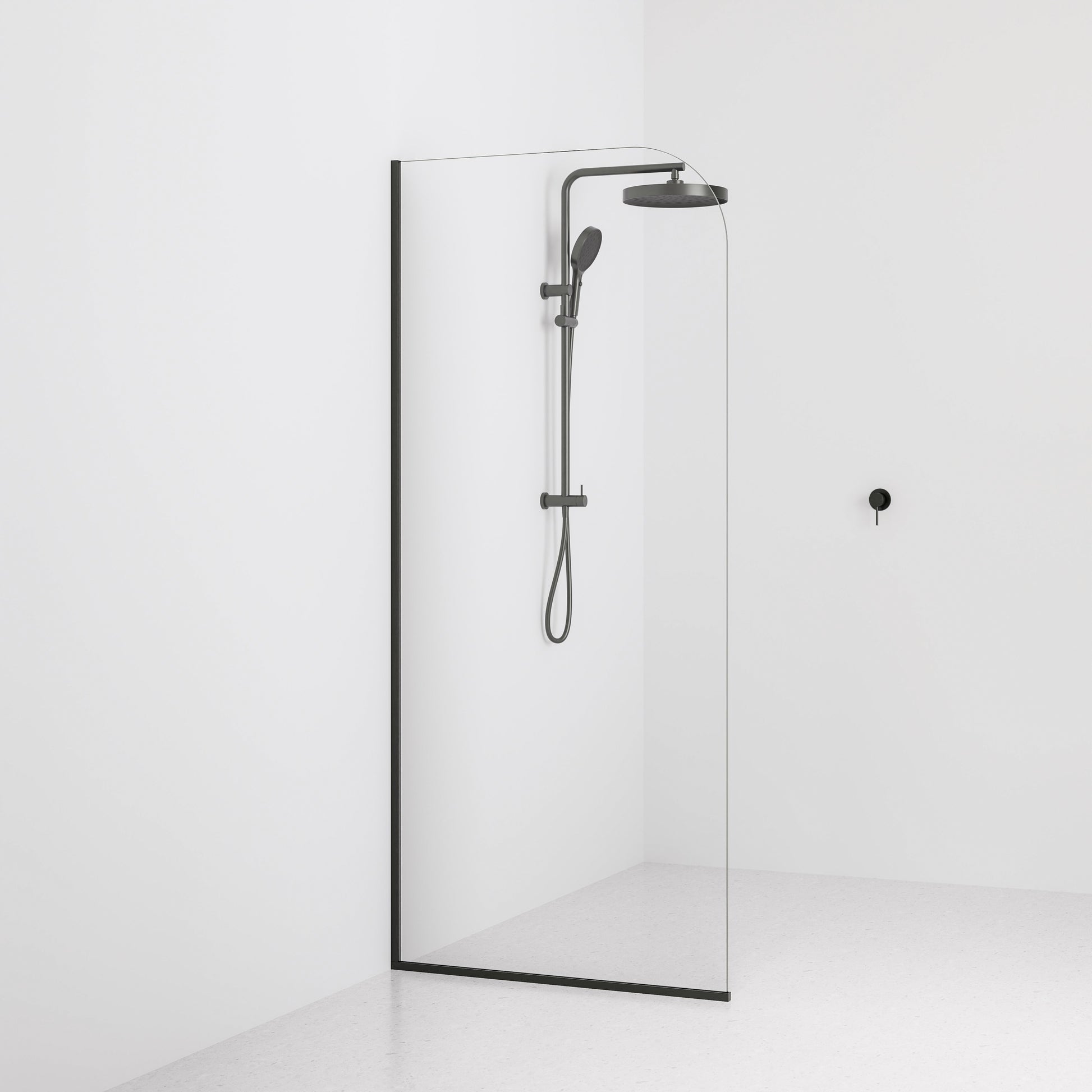 Code-Interiors-Clear-Shower-Glass-Panel-900-MM-With-Gunmetal-Channel