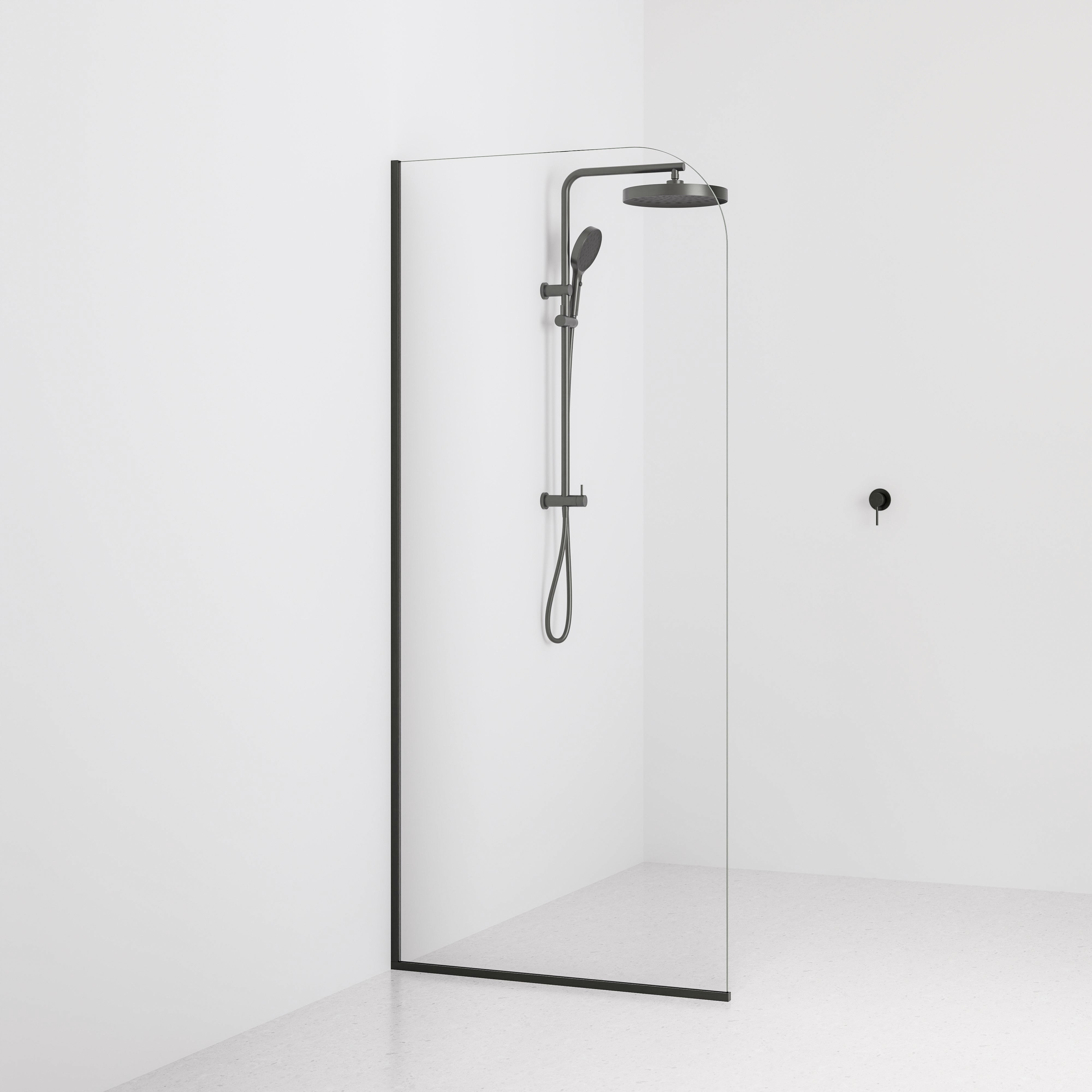 Code-Interiors-Clear-Shower-Glass-Panel-900-MM-With-Gunmetal-Channel