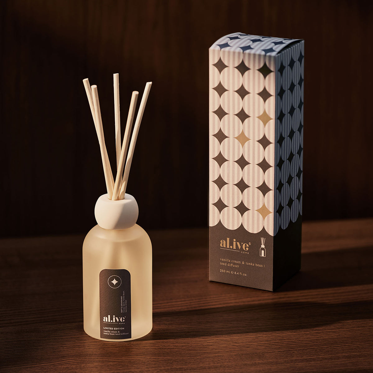 Al.ive Reed Diffuser - Vanilla Cream & Tonka Bean (250ml)