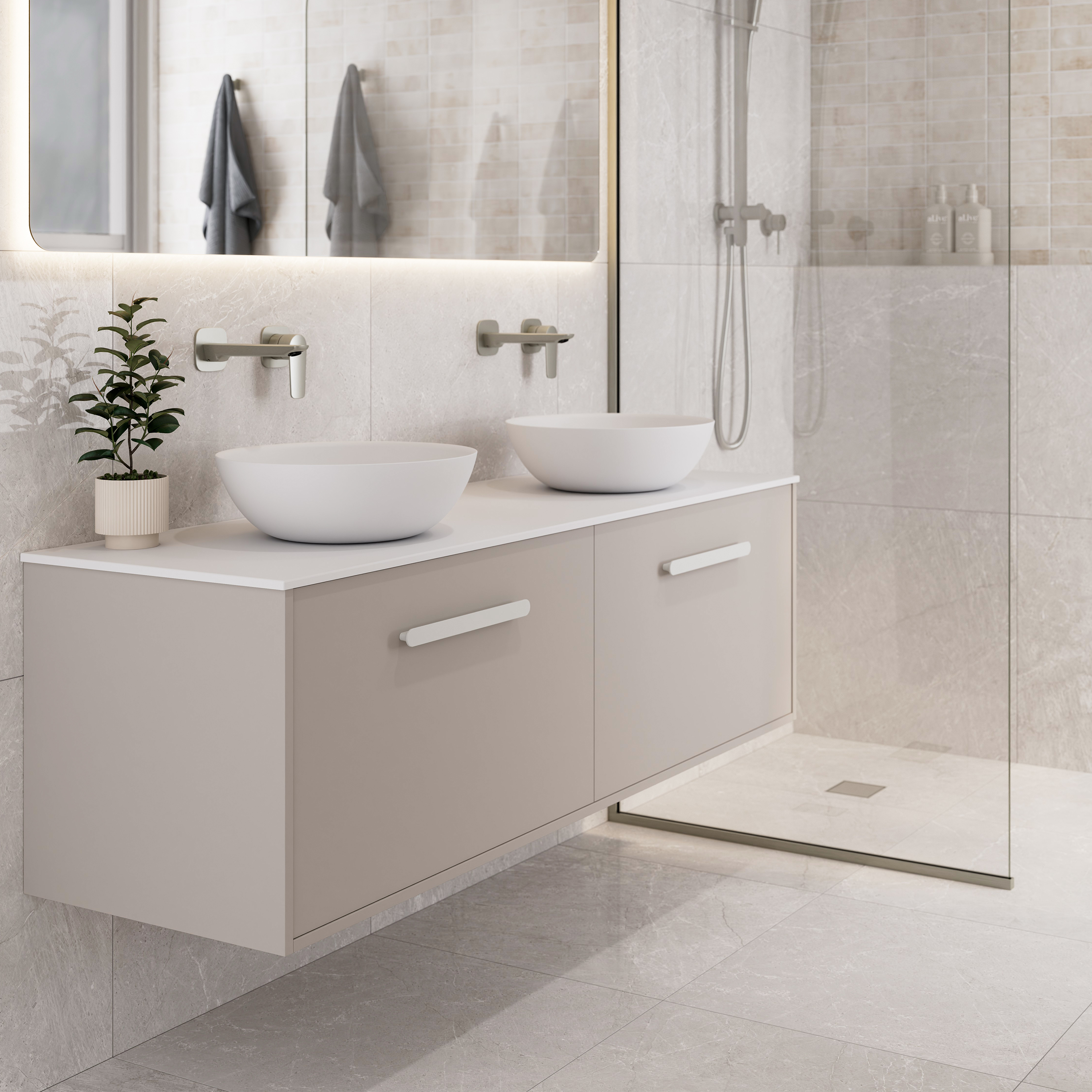 Hako 1500 Double Basin Vanity | Villastone Slab Top