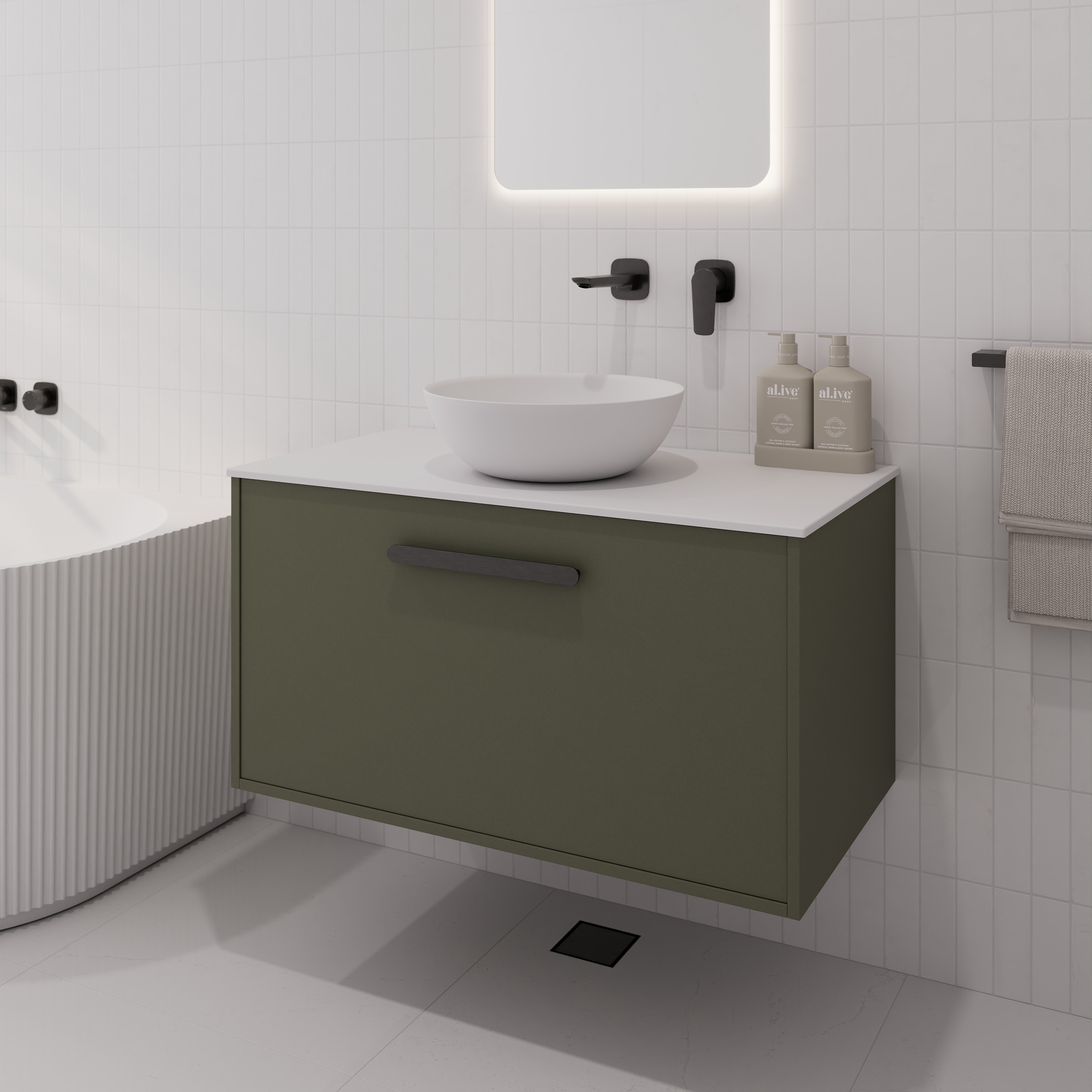 Hako 900 Vanity | Villastone Slab Top