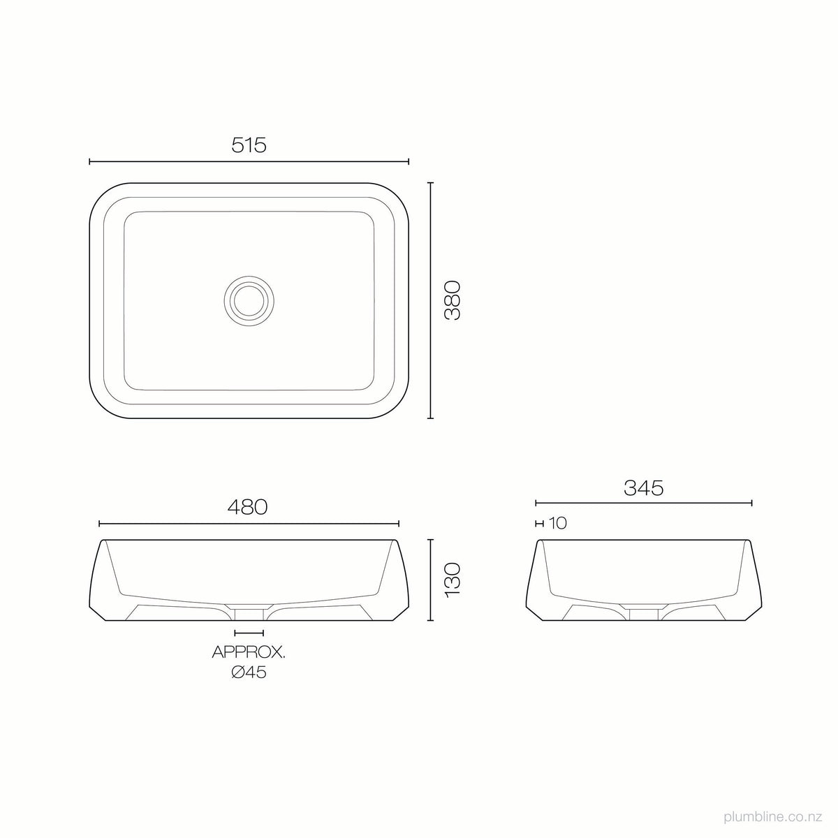 Robert Gordon Kiln 515 Rectangle Vessel Basin