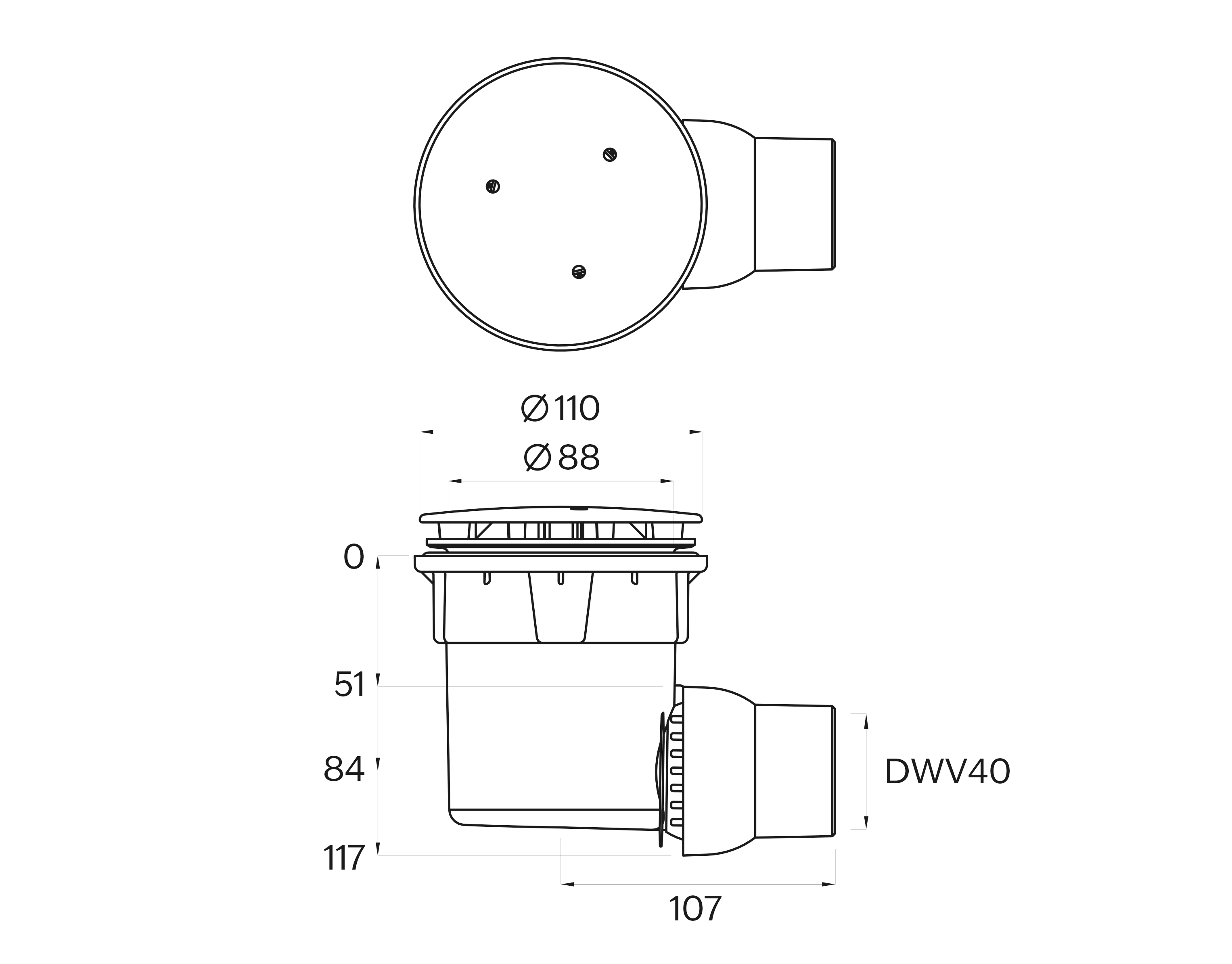 Versa Easy Clean Shower Waste 90Mm