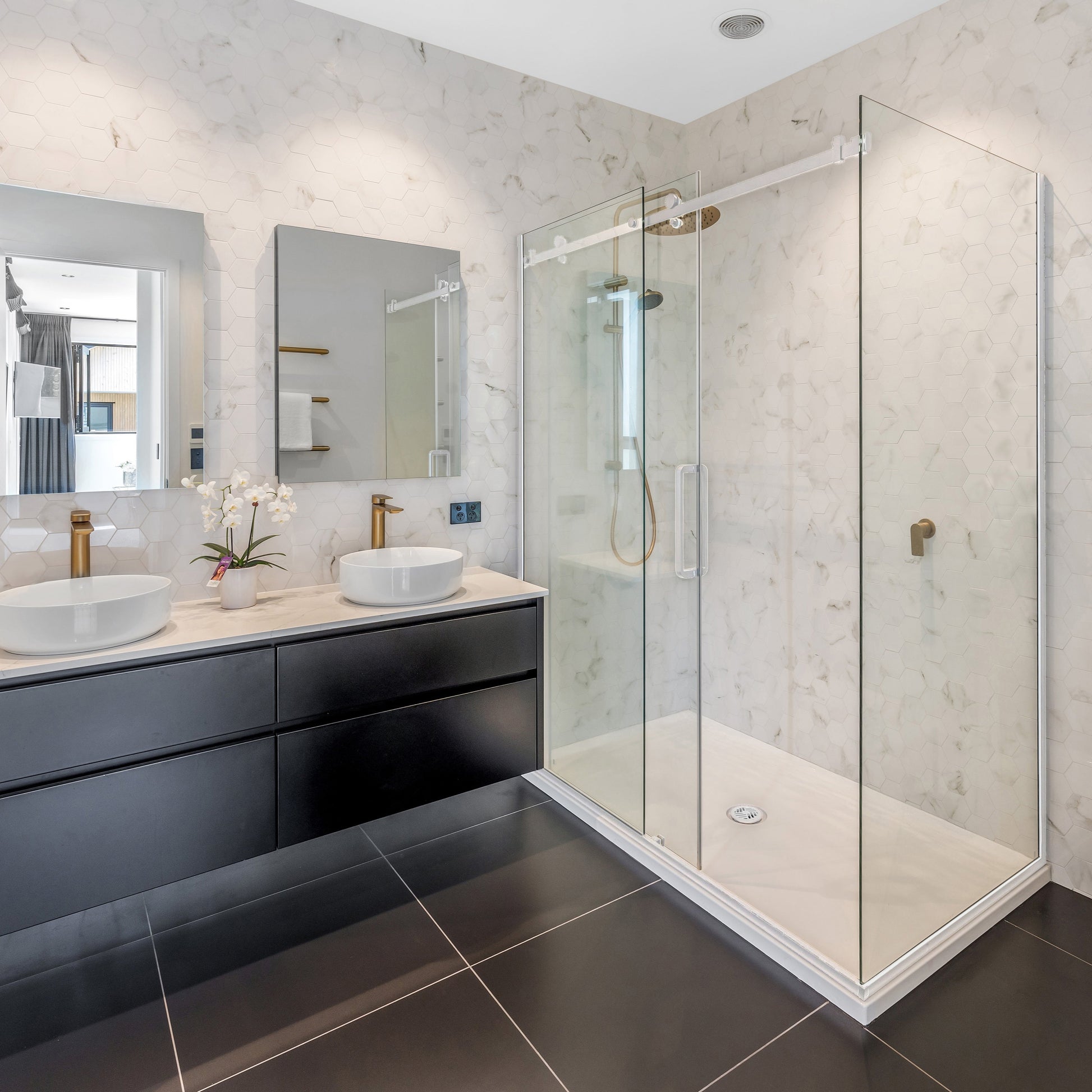 luxury-tiled-shower-with-glass-sliding-door-in-bathroom-setting-white-left-hand