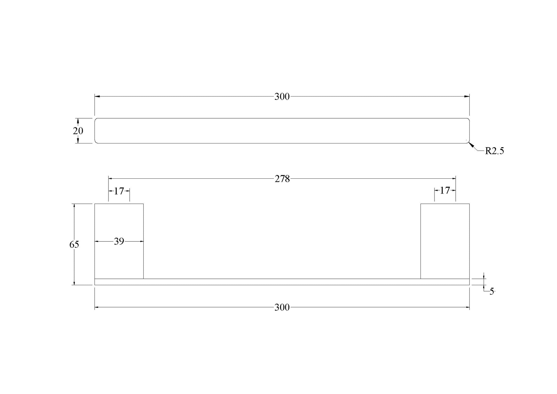 code-lineare-towel-rail-300-specs-dimensions