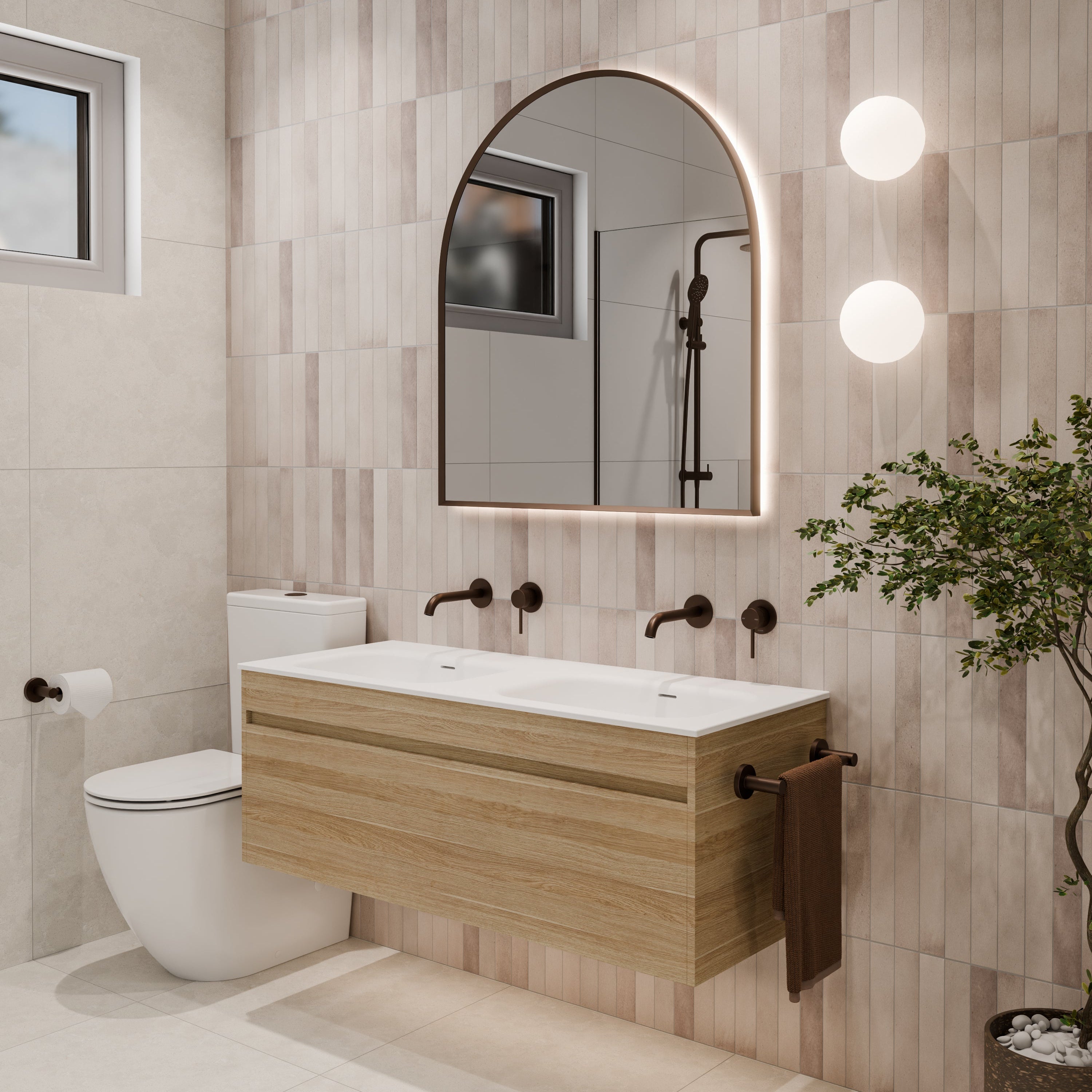 Code Luxe 1200 Wall Hung Double Basin Vanity | Single Drawer