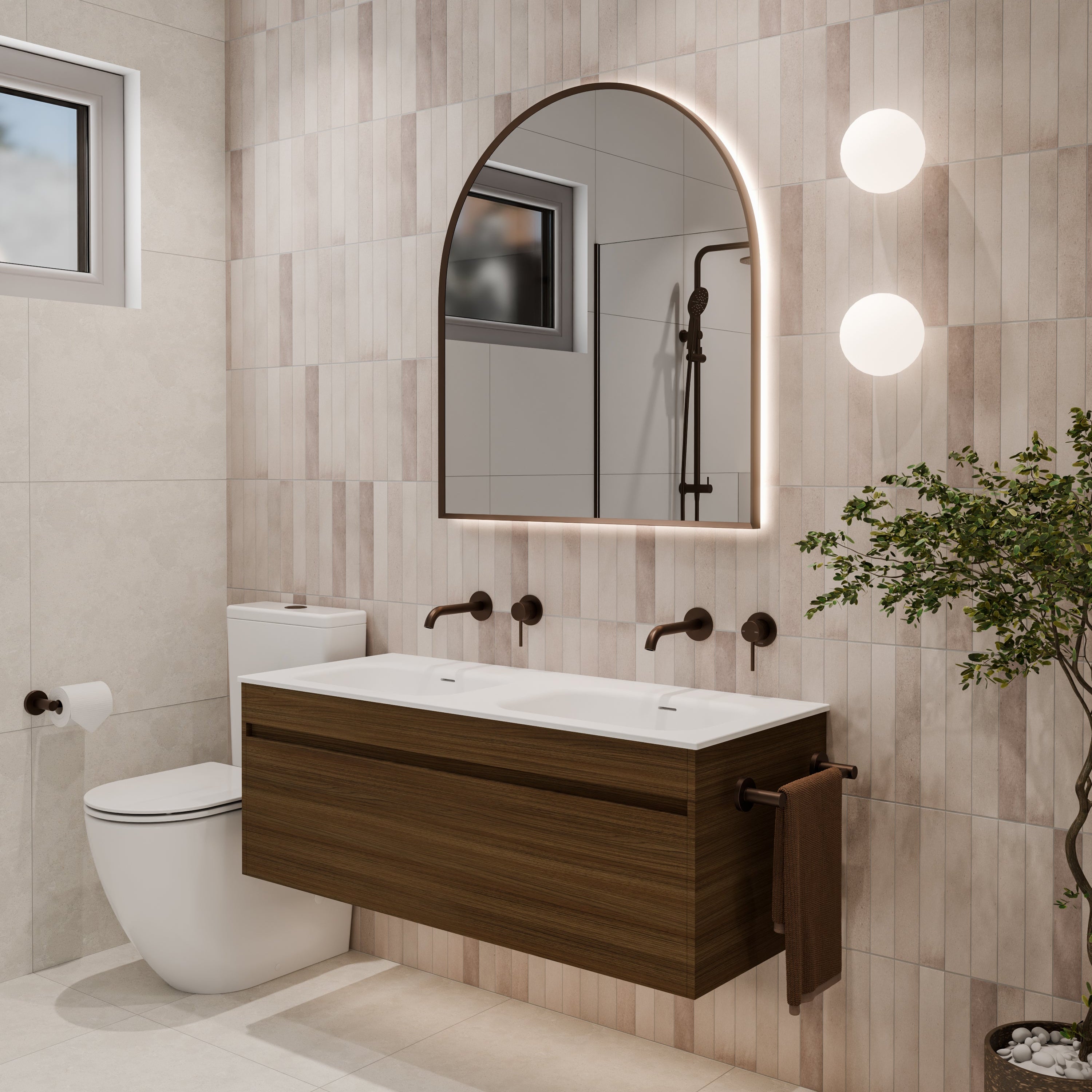 Code Luxe 1200 Wall Hung Double Basin Vanity | Single Drawer