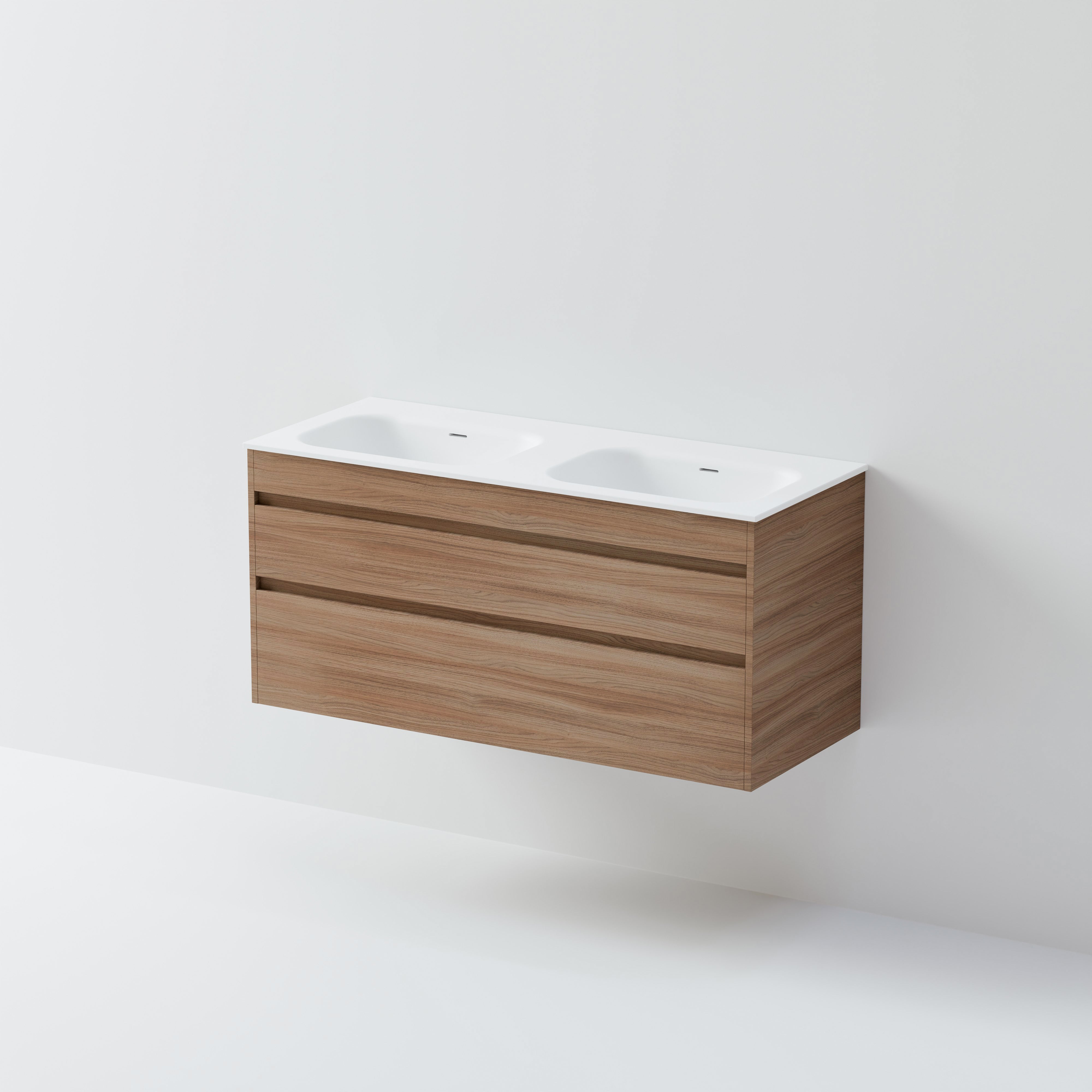Code Luxe 1200 Wall Hung Double Basin Vanity | 2 Drawer