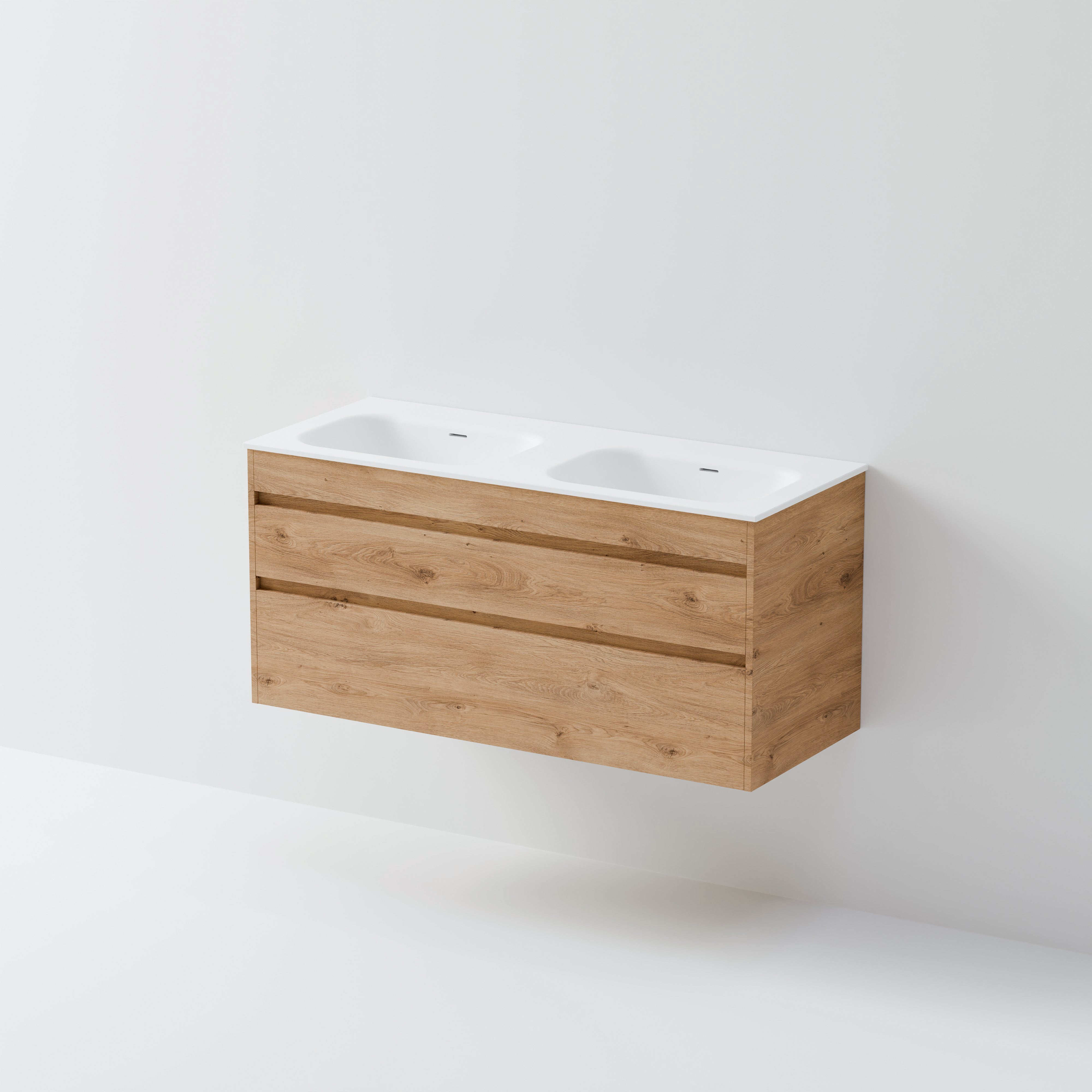Code Luxe 1200 Wall Hung Double Basin Vanity | 2 Drawer