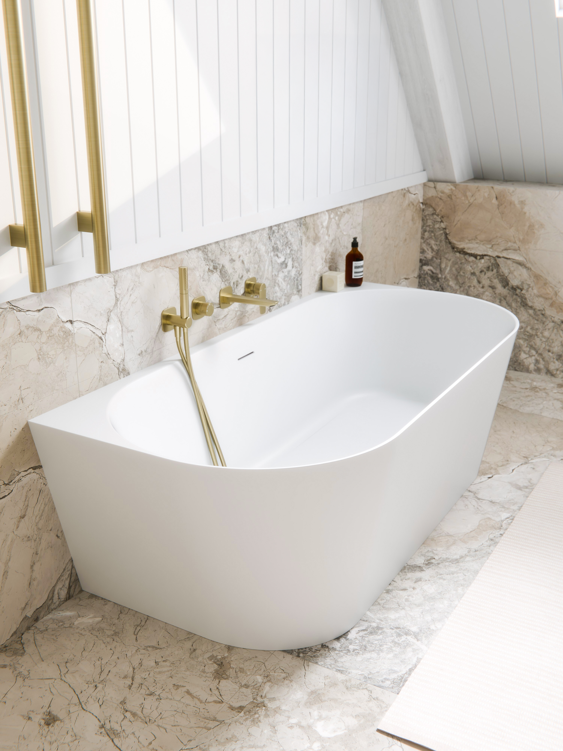 code-endura-lineare-1600-back-to-wall-acrylic-bath-gloss-white-bathroom-setting
