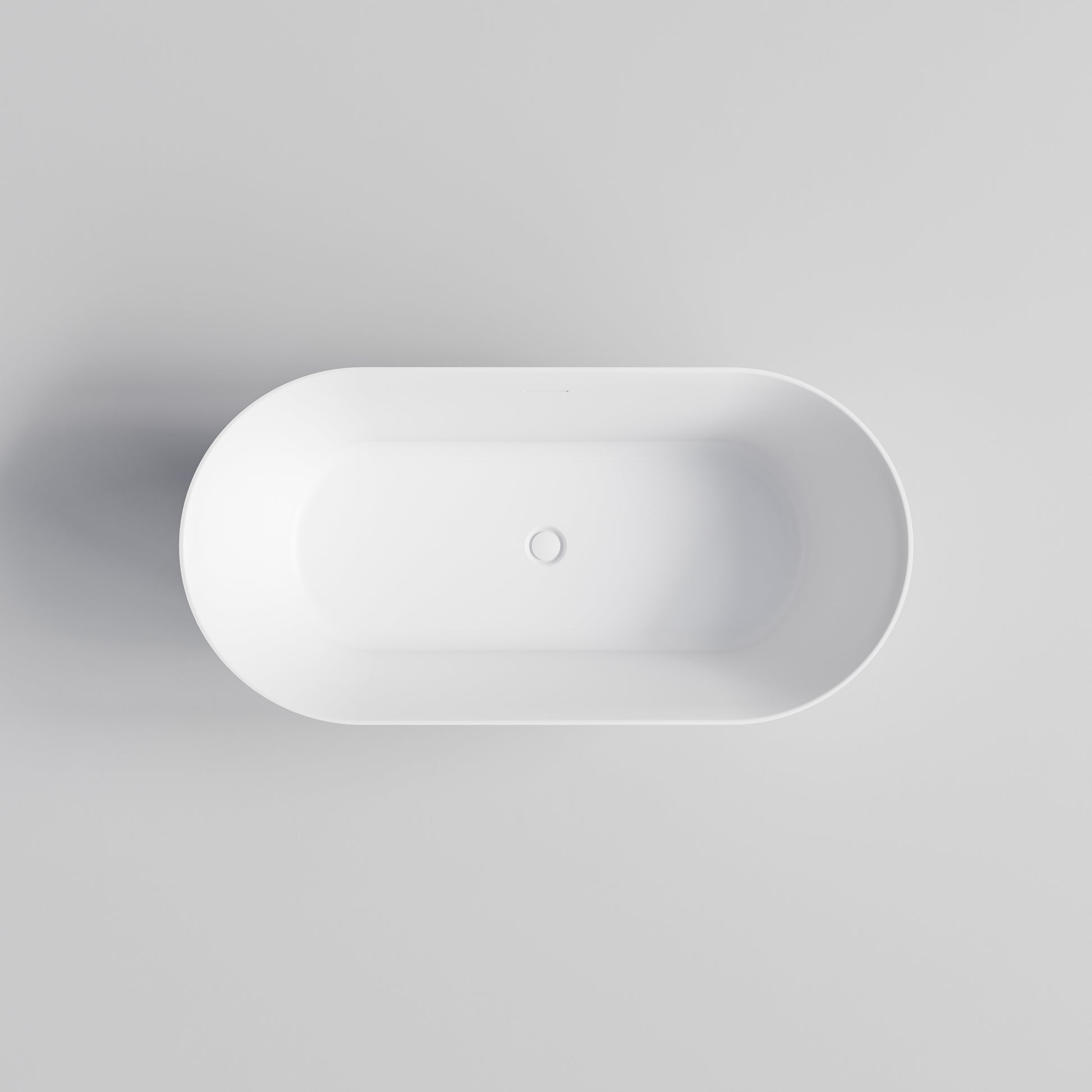 code-endura-lineare-freestanding-bath-1600-acrylic-matte-white-top-view-with-Waste