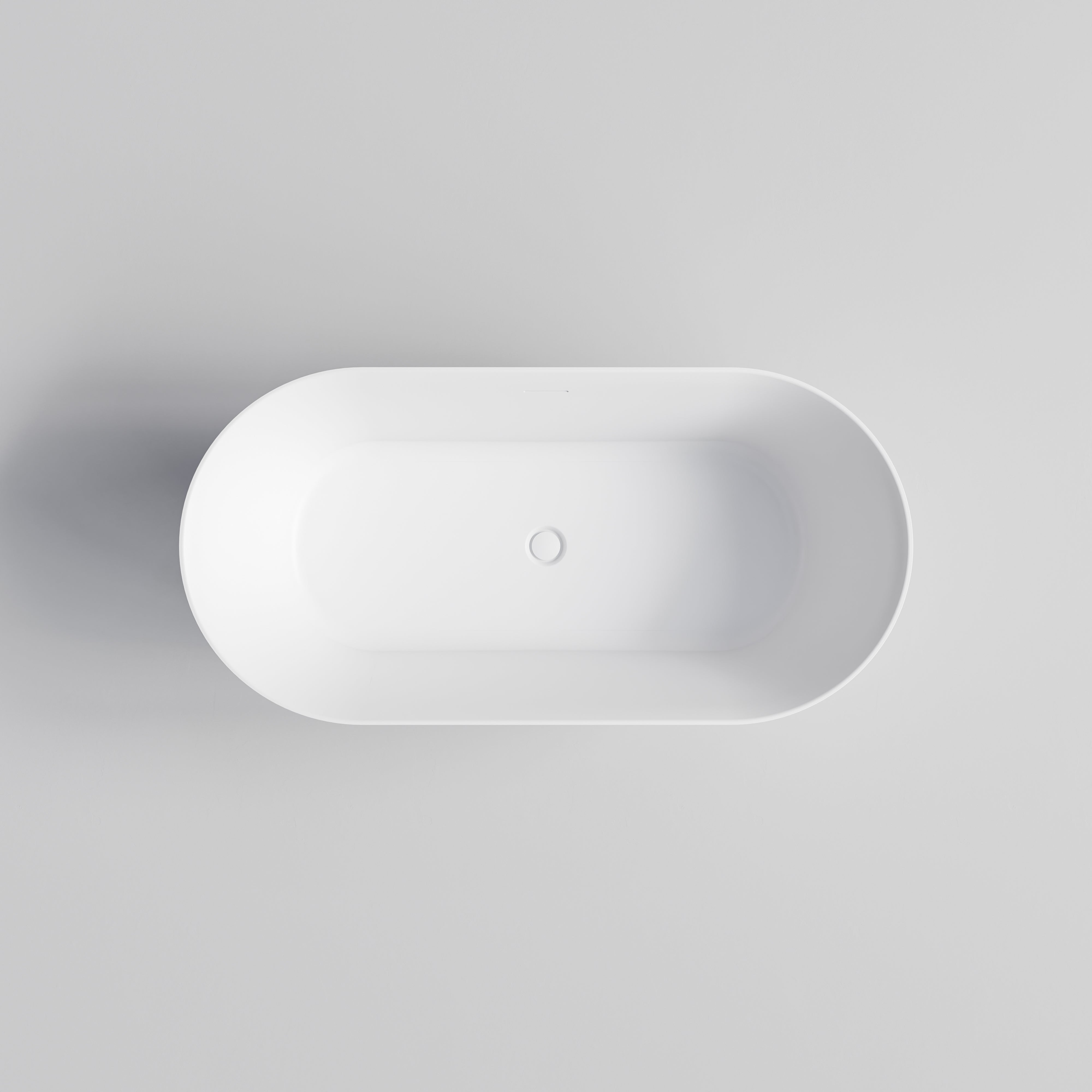 code-endura-lineare-freestanding-bath-1600-acrylic-matte-white-top-view-with-Waste