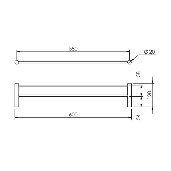 Felton Lumi Double Towel Rail | 600mm