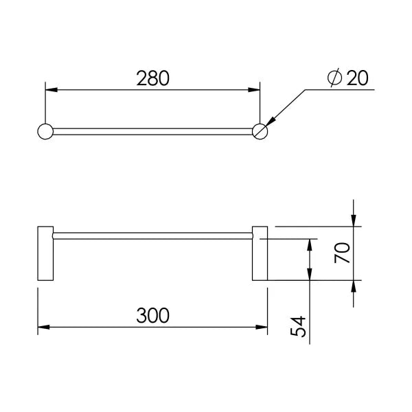 Felton Lumi Single Towel Rail | 300mm