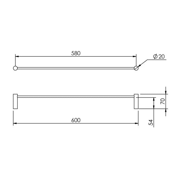 Felton Lumi Single Towel Rail | 600Mm