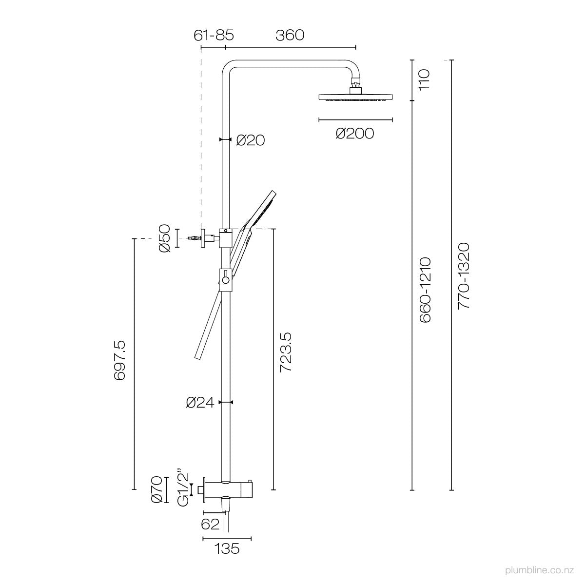 Plumbline Buddy 3 Function Shower Column