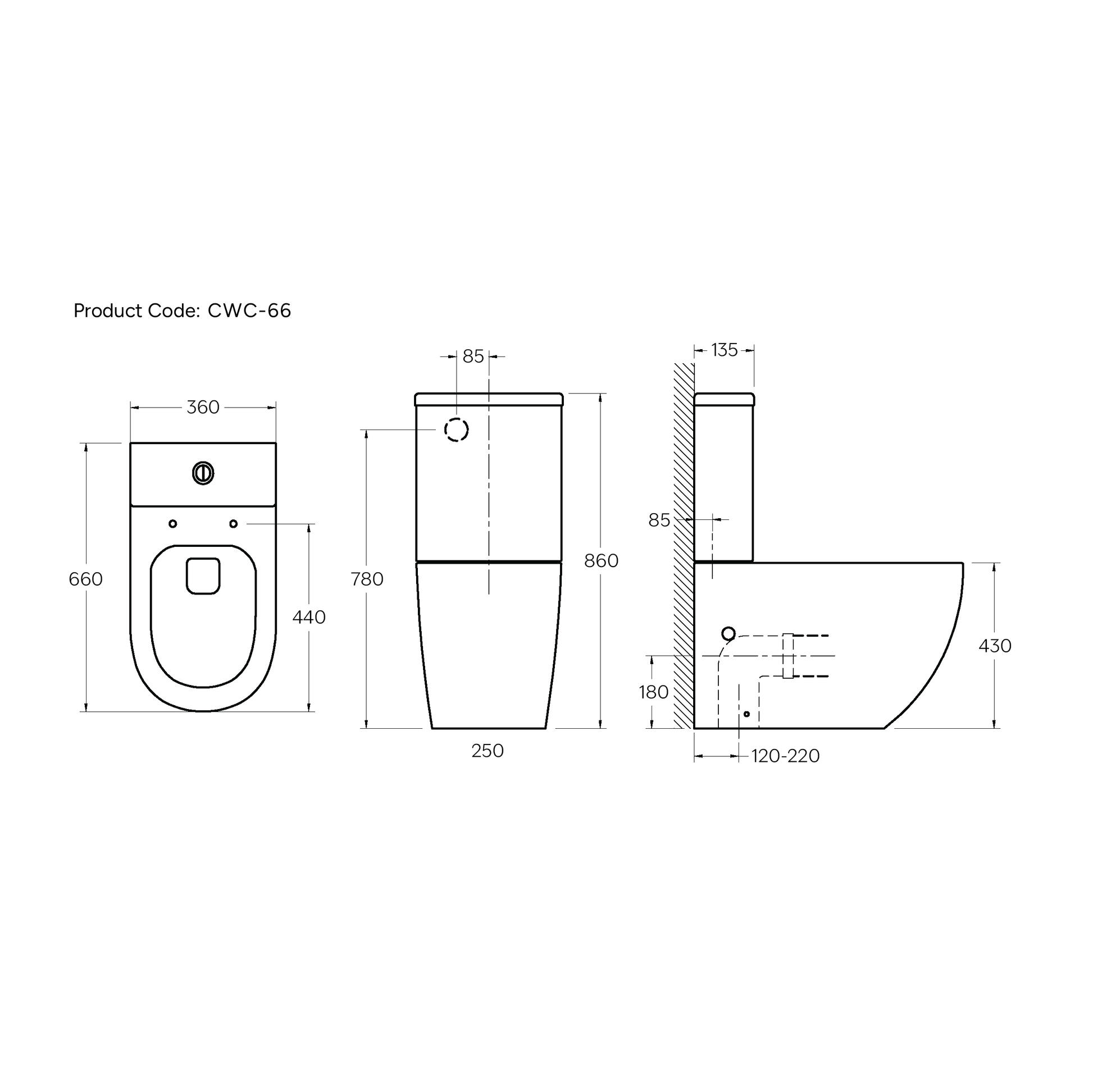 Code-Flow-Typhoon-BTW-Toilet-Suite-Measurements-Matte-White