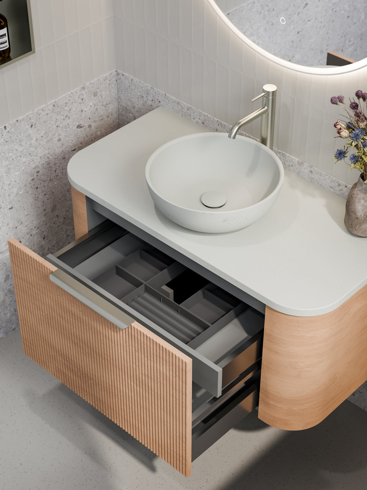Slab Vanity Code Nature 1000 Vanity | Flat Slab Top | Pillar Front – Elite Bathroomware