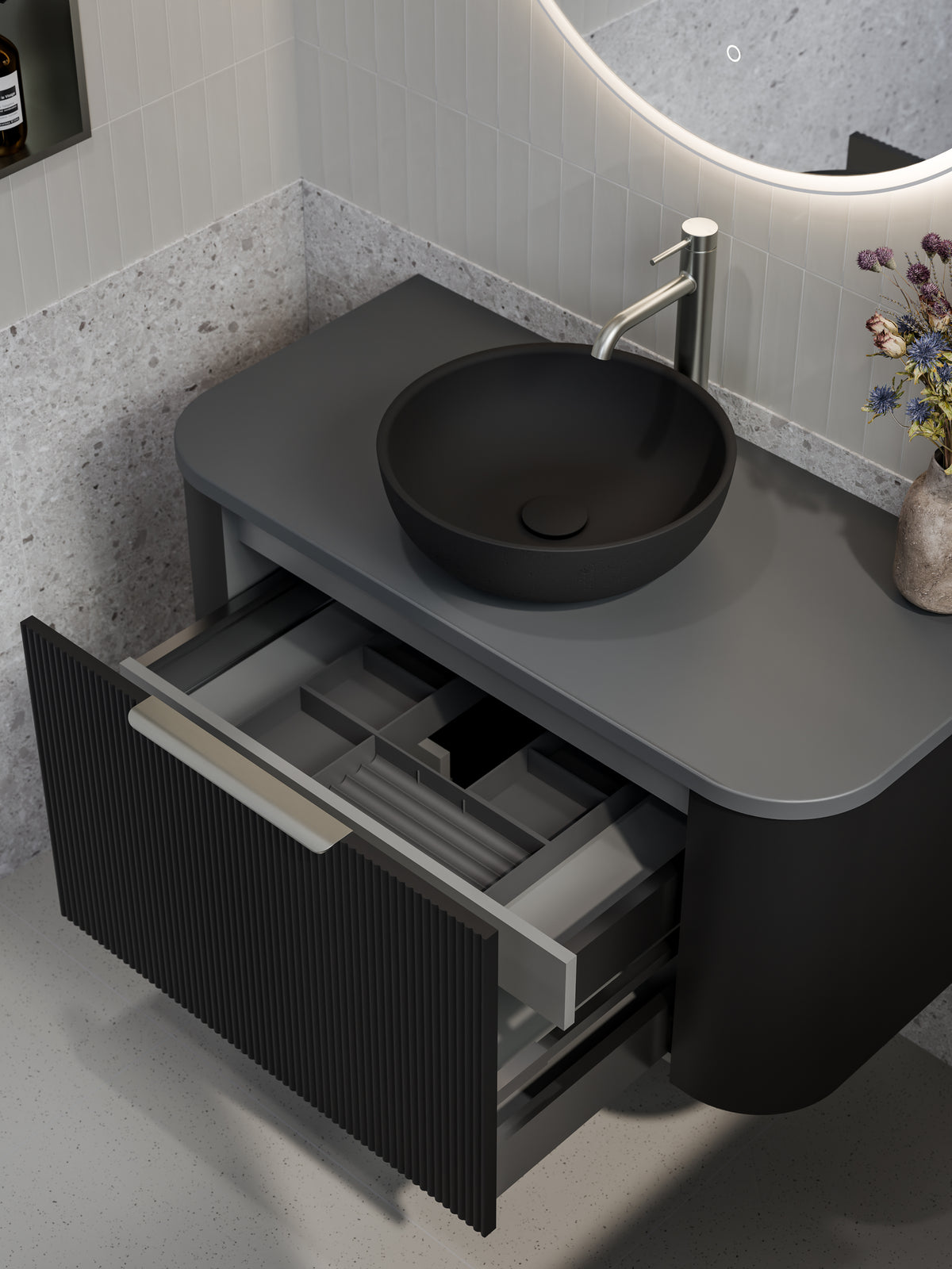 Slab Vanity Code Nature 1000 Vanity | Flat Slab Top | Pillar Front – Elite Bathroomware